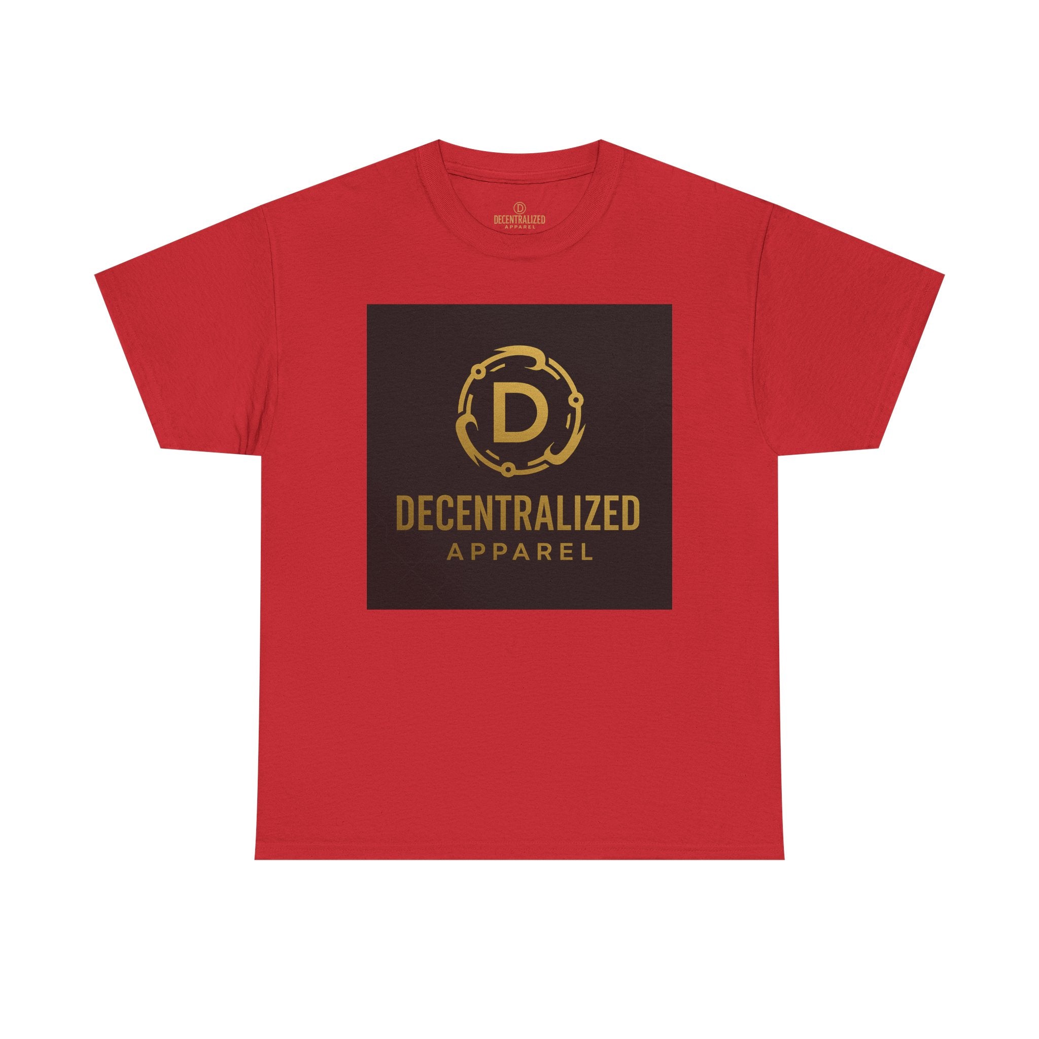 Decentralized Apparel Logo Tee — Gold Emblem Cotton T-Shirt