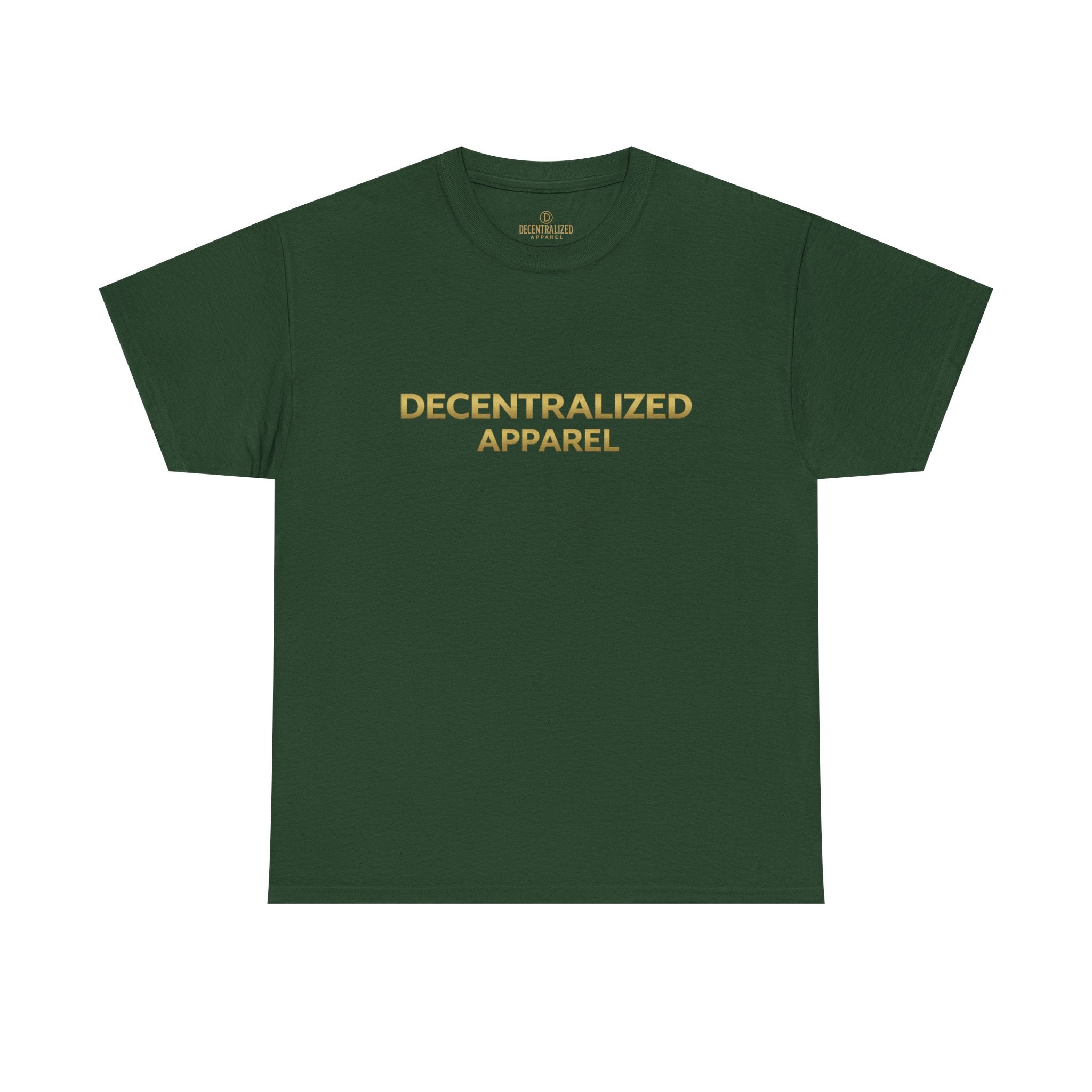 Decentralized Apparel T‑Shirt — Minimal Gold Logo Tee