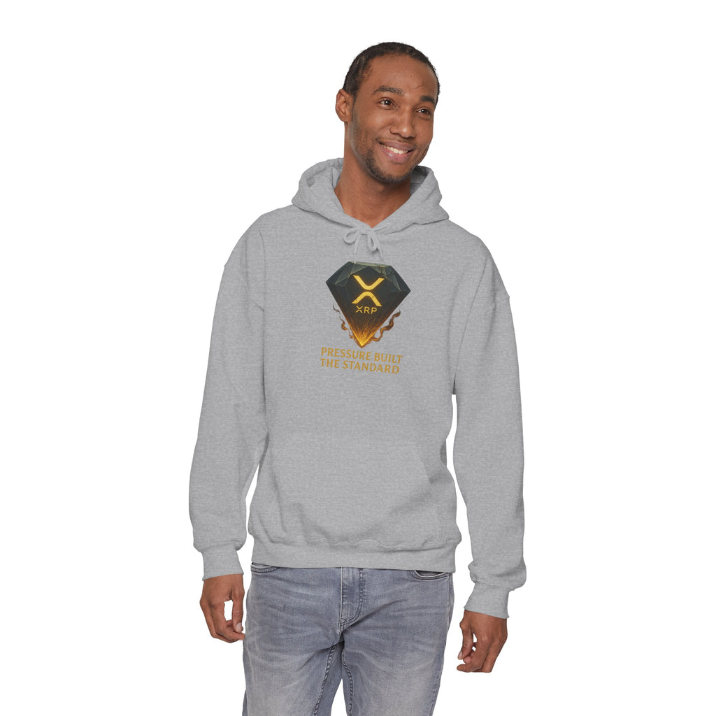 XRP Crypto Hoodie — "Pressure Built The Standard" Logo Pullover