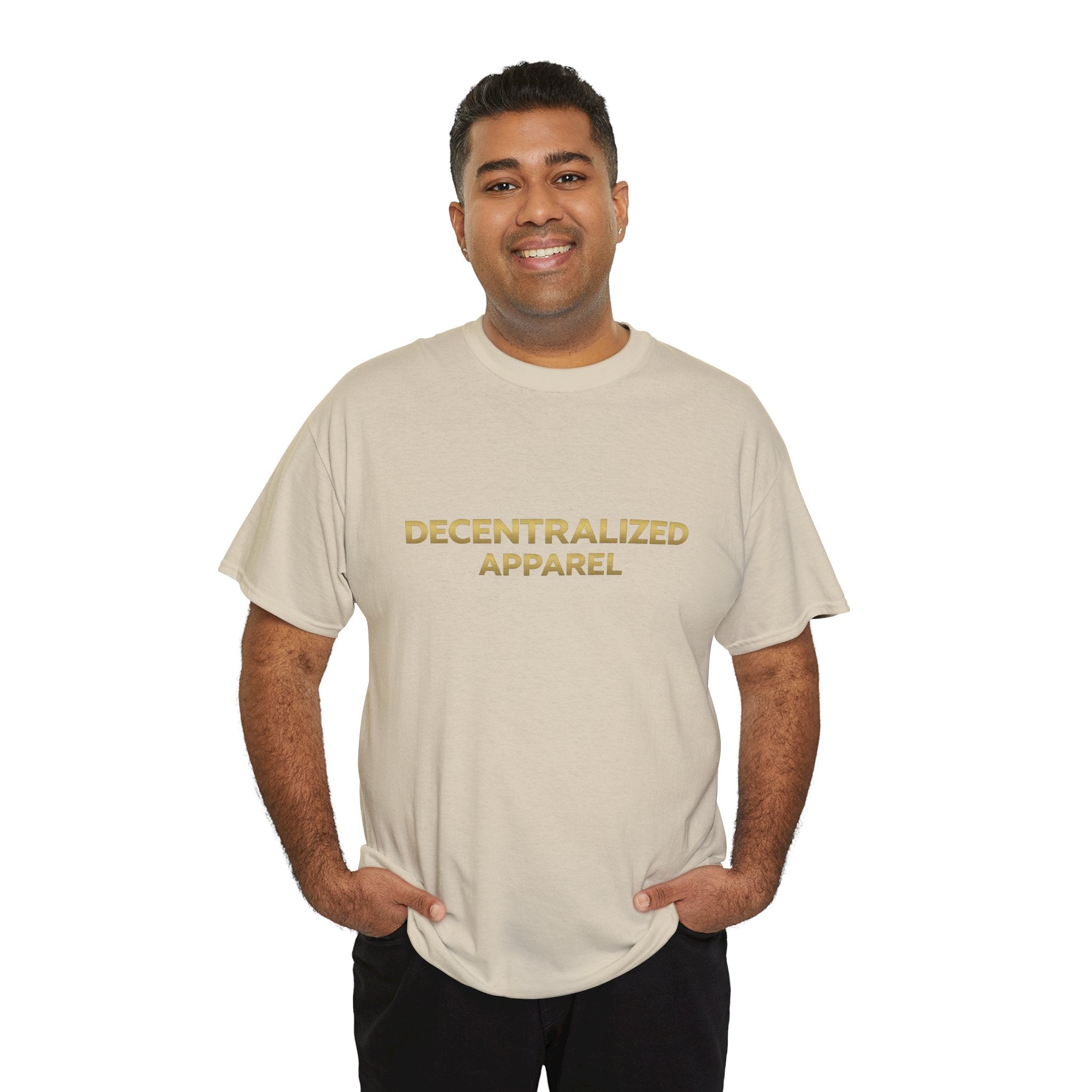 Decentralized Apparel T‑Shirt — Minimal Gold Logo Tee