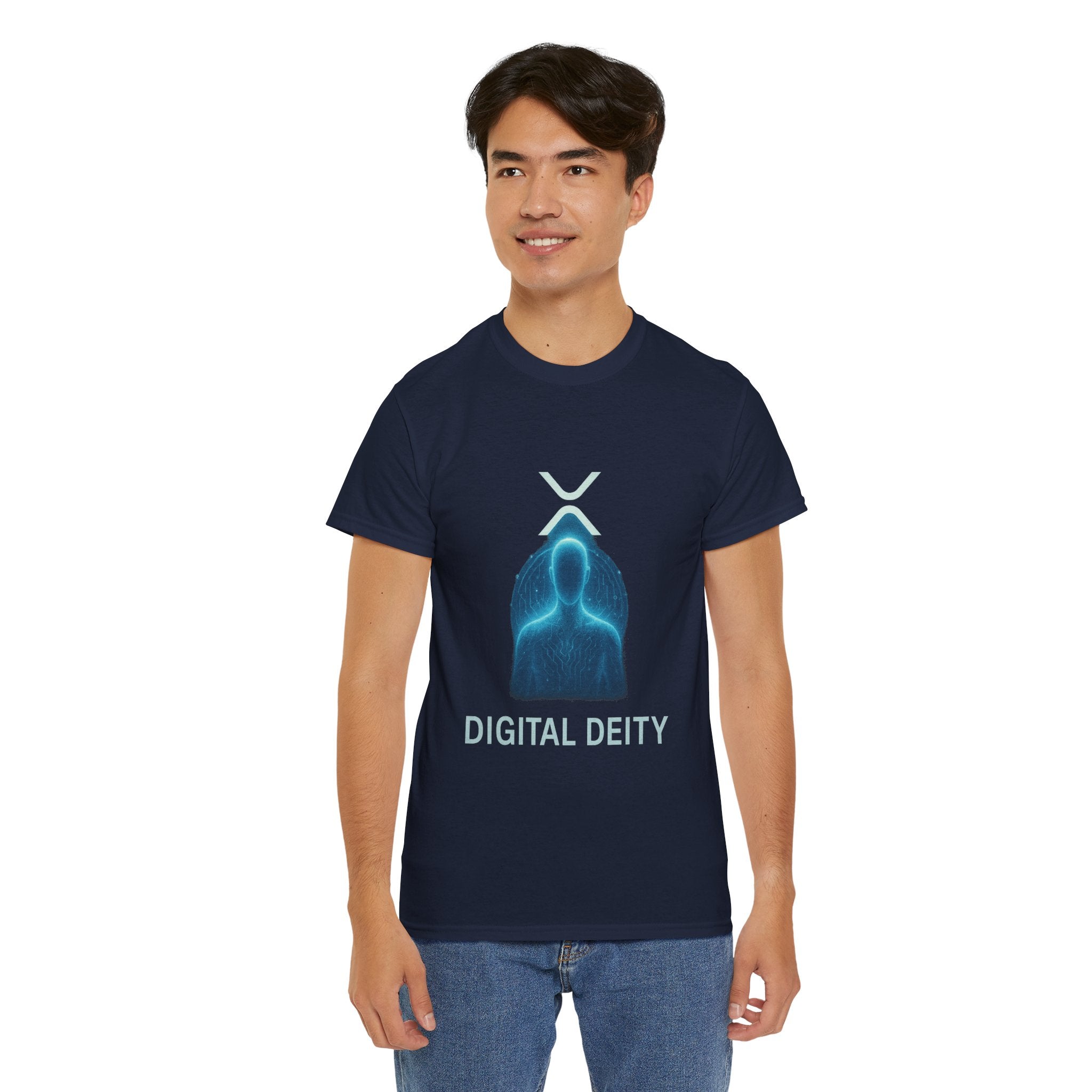 Digital Deity T‑Shirt — Futuristic Neon Tech Hoodie Tee