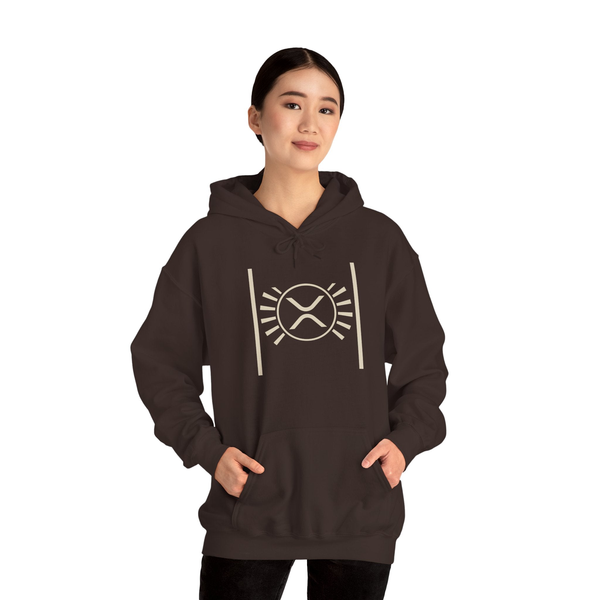 XRP Minimalist Logo Hoodie — Crypto Sun Symbol Sweatshirt