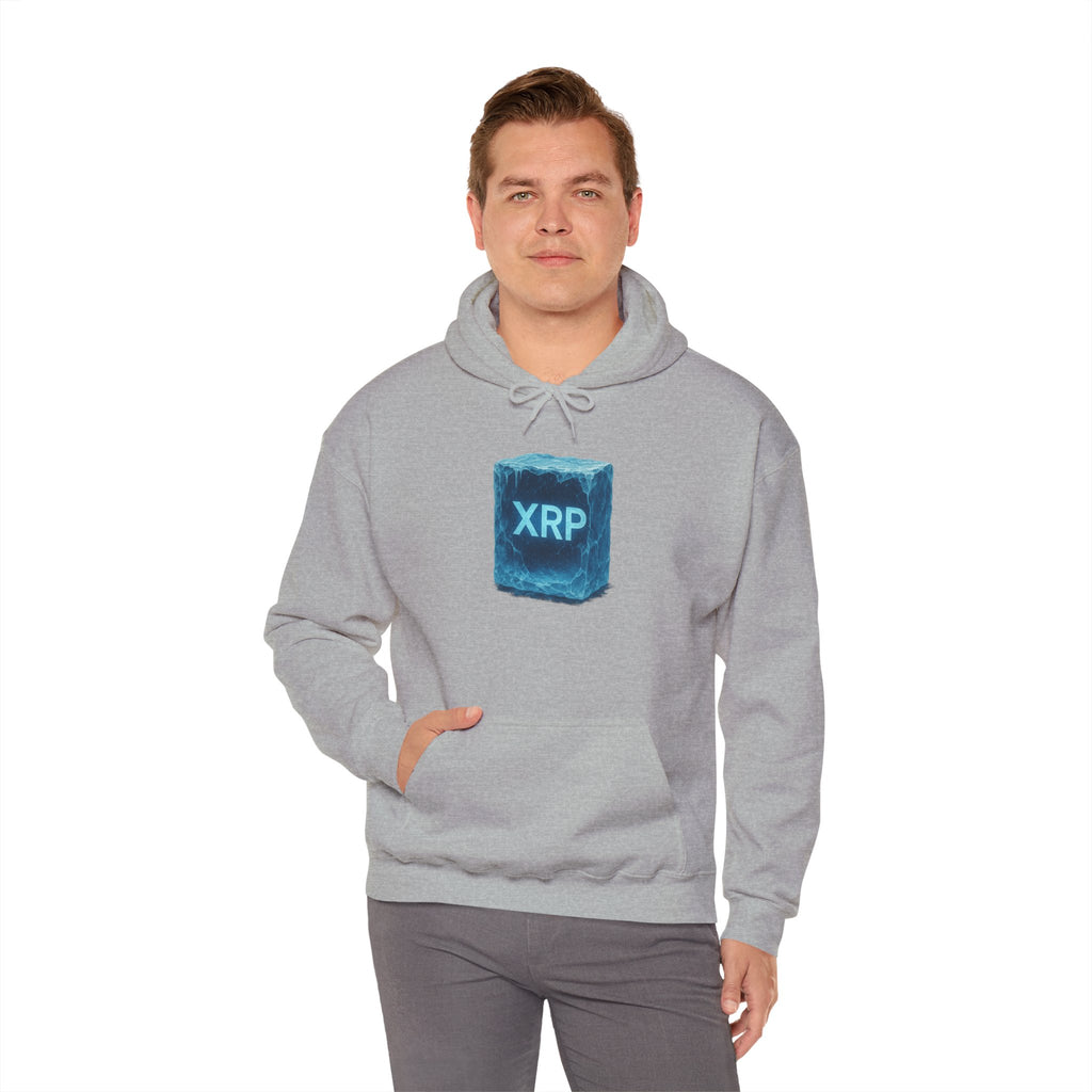 XRP Frozen Cube Hoodie — Crypto Ice Block Sweater for XRP Fans