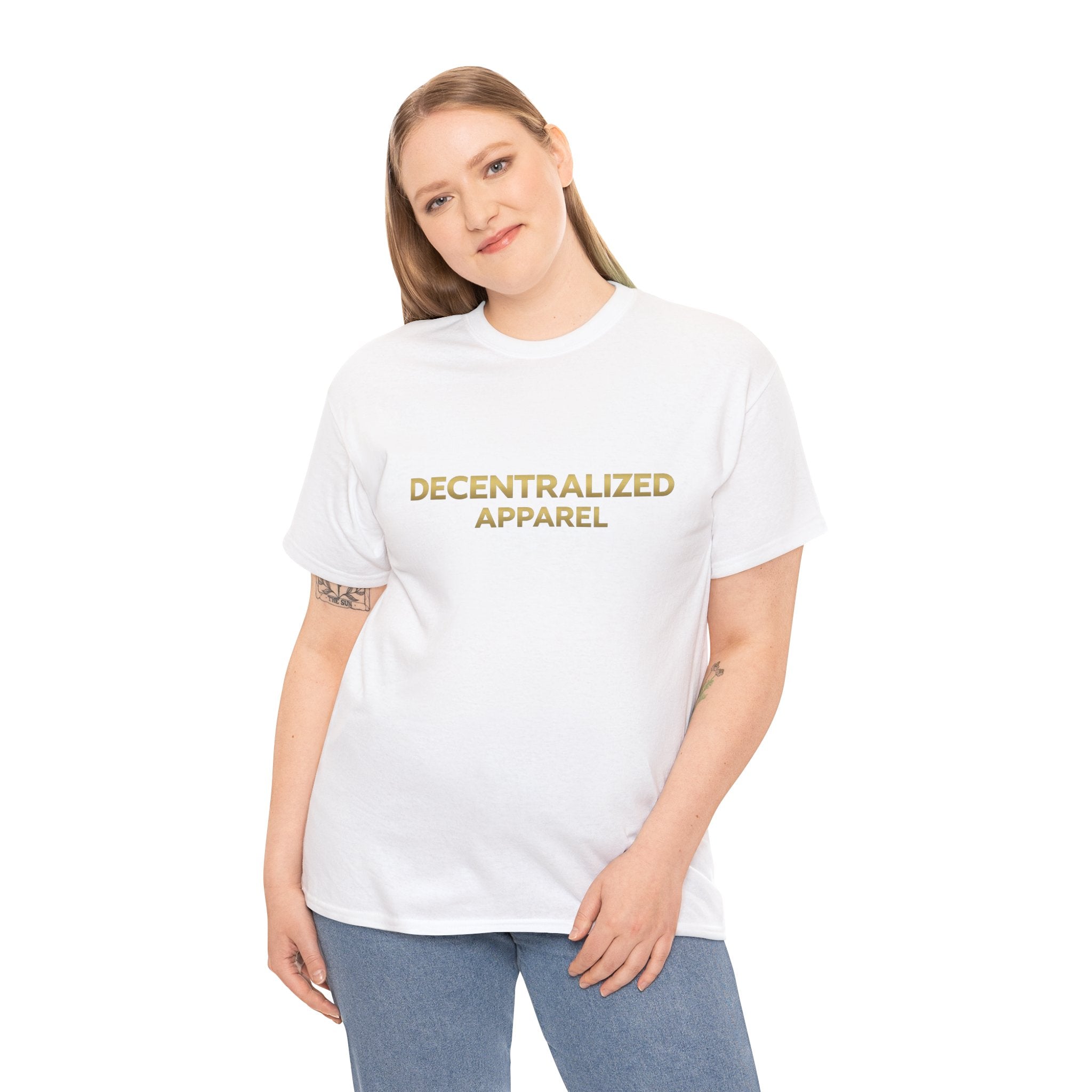 Decentralized Apparel T‑Shirt — Minimal Gold Logo Tee