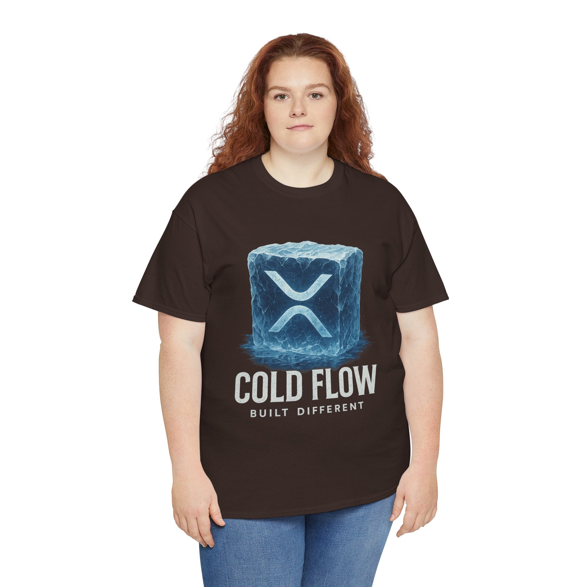 Cold Flow Ripple Logo T‑Shirt — 'Cold Flow: Built Different' Ice Cube Design