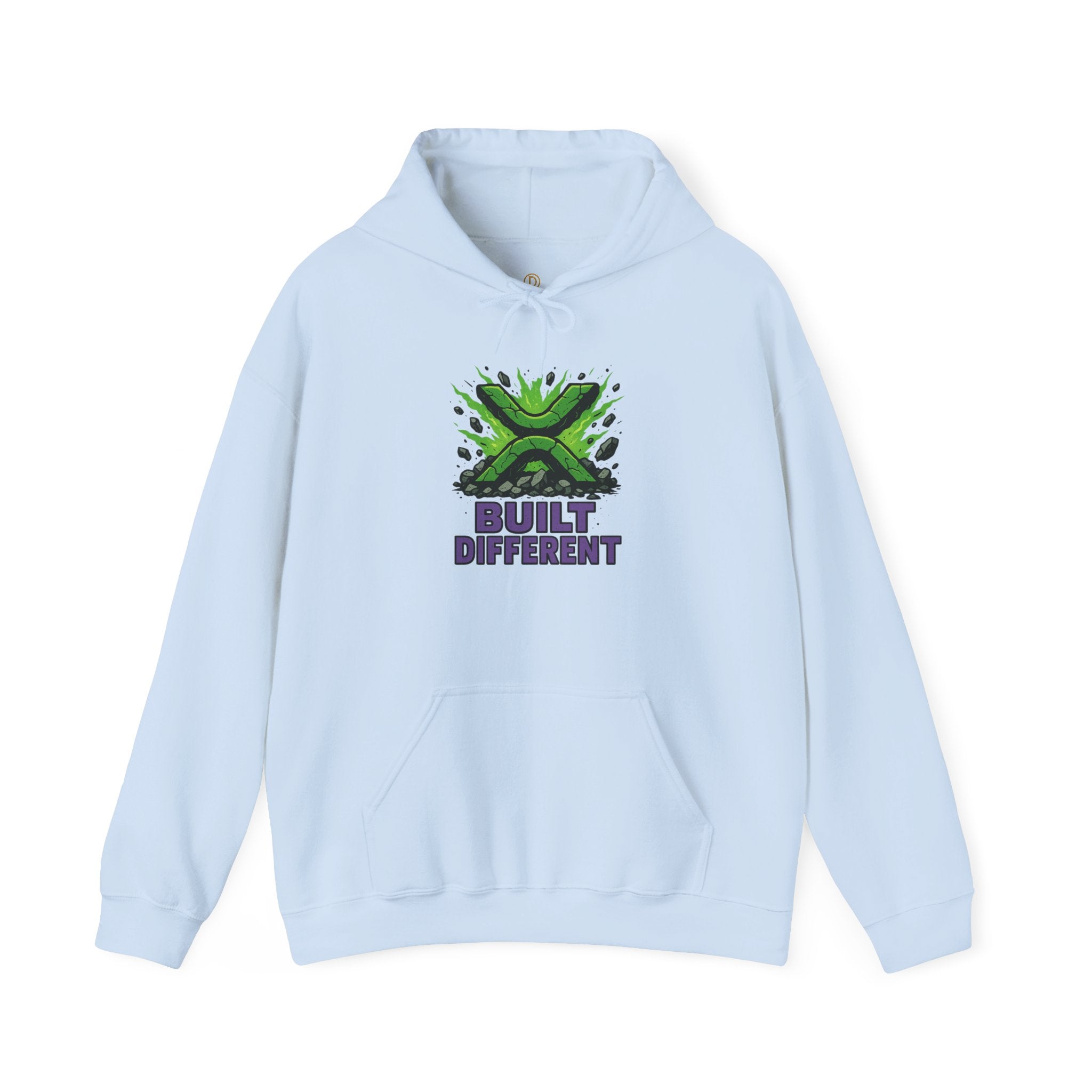 Built Different Hoodie — Graphic Green X Logo Pullover