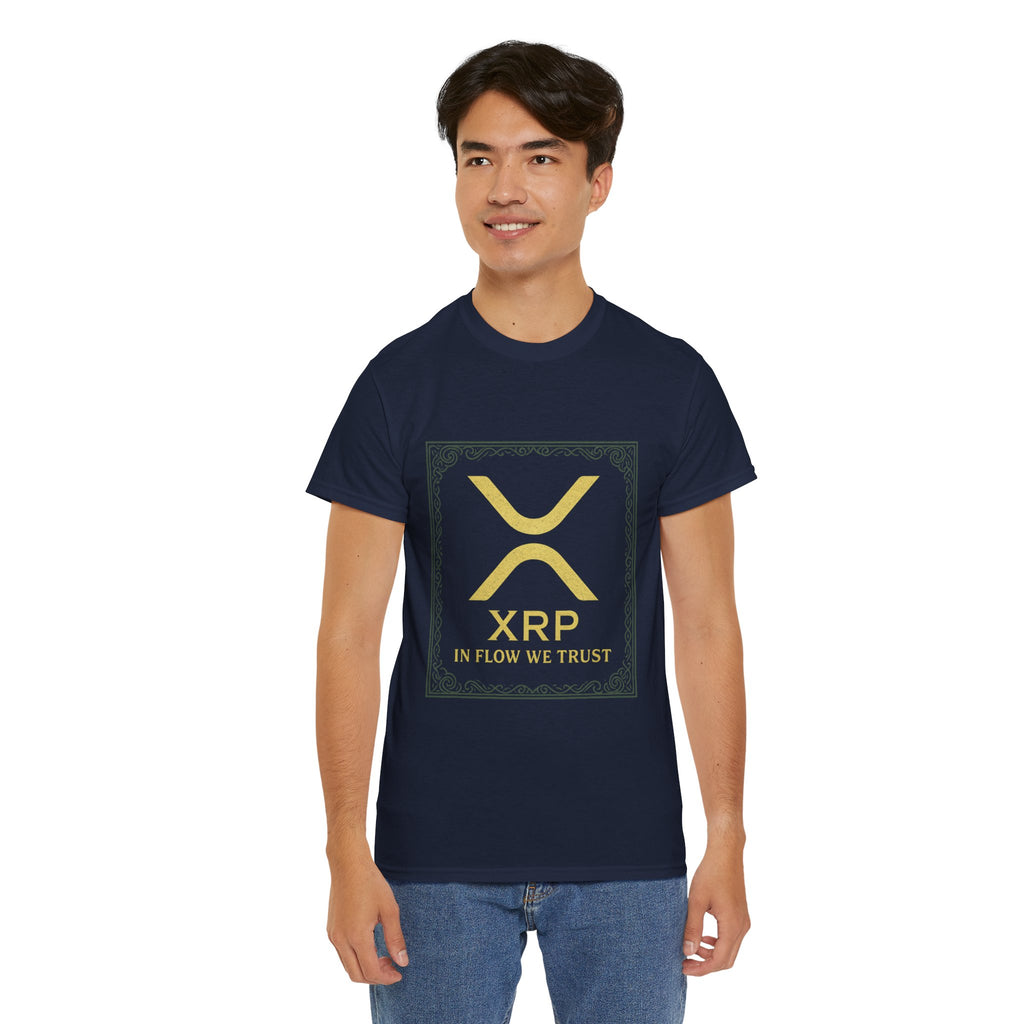 XRP Logo T-Shirt — "In Flow We Trust" Crypto Tee for Ripple Fans