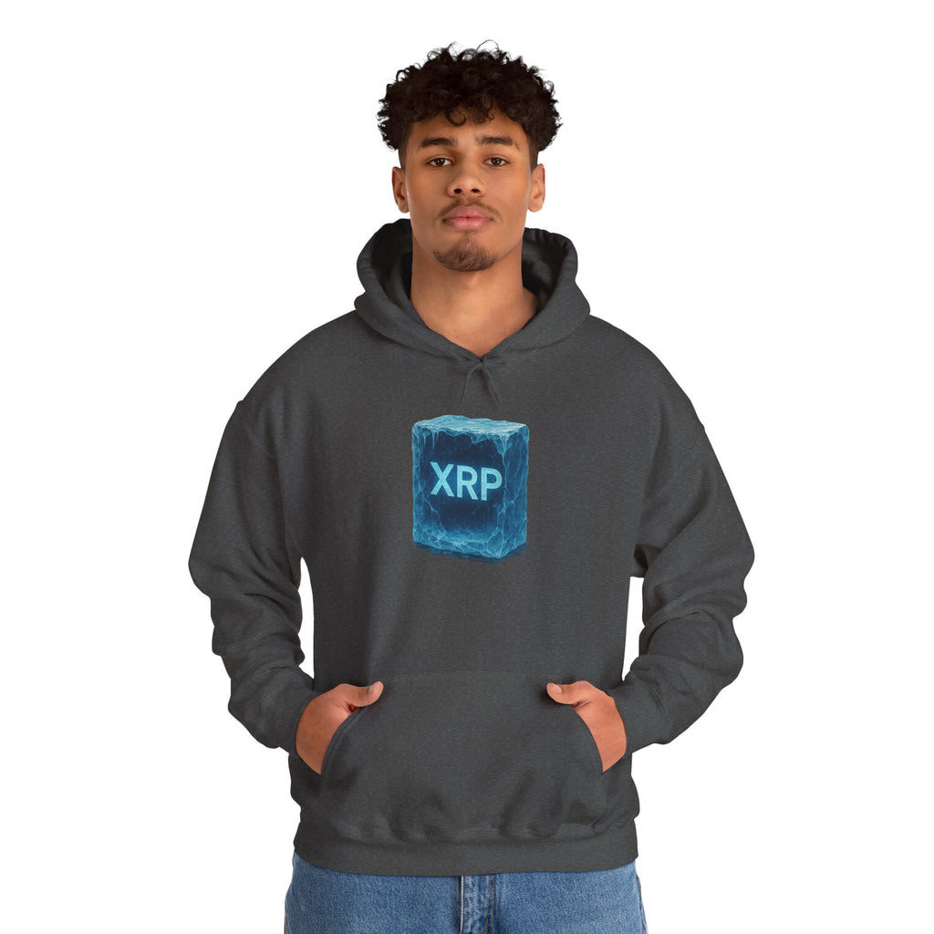 XRP Frozen Cube Hoodie — Crypto Ice Block Sweater for XRP Fans