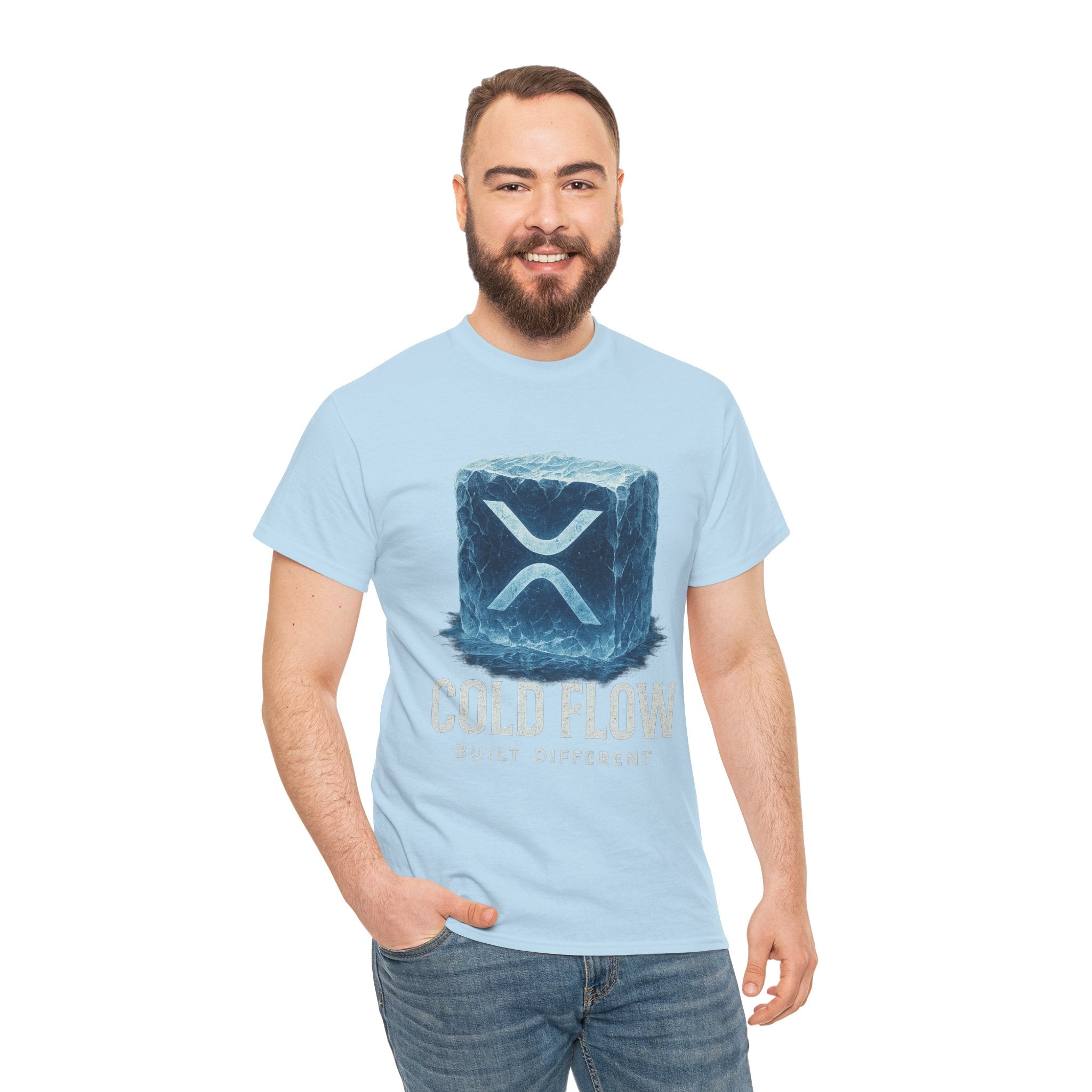 Cold Flow Ripple Logo T‑Shirt — 'Cold Flow: Built Different' Ice Cube Design