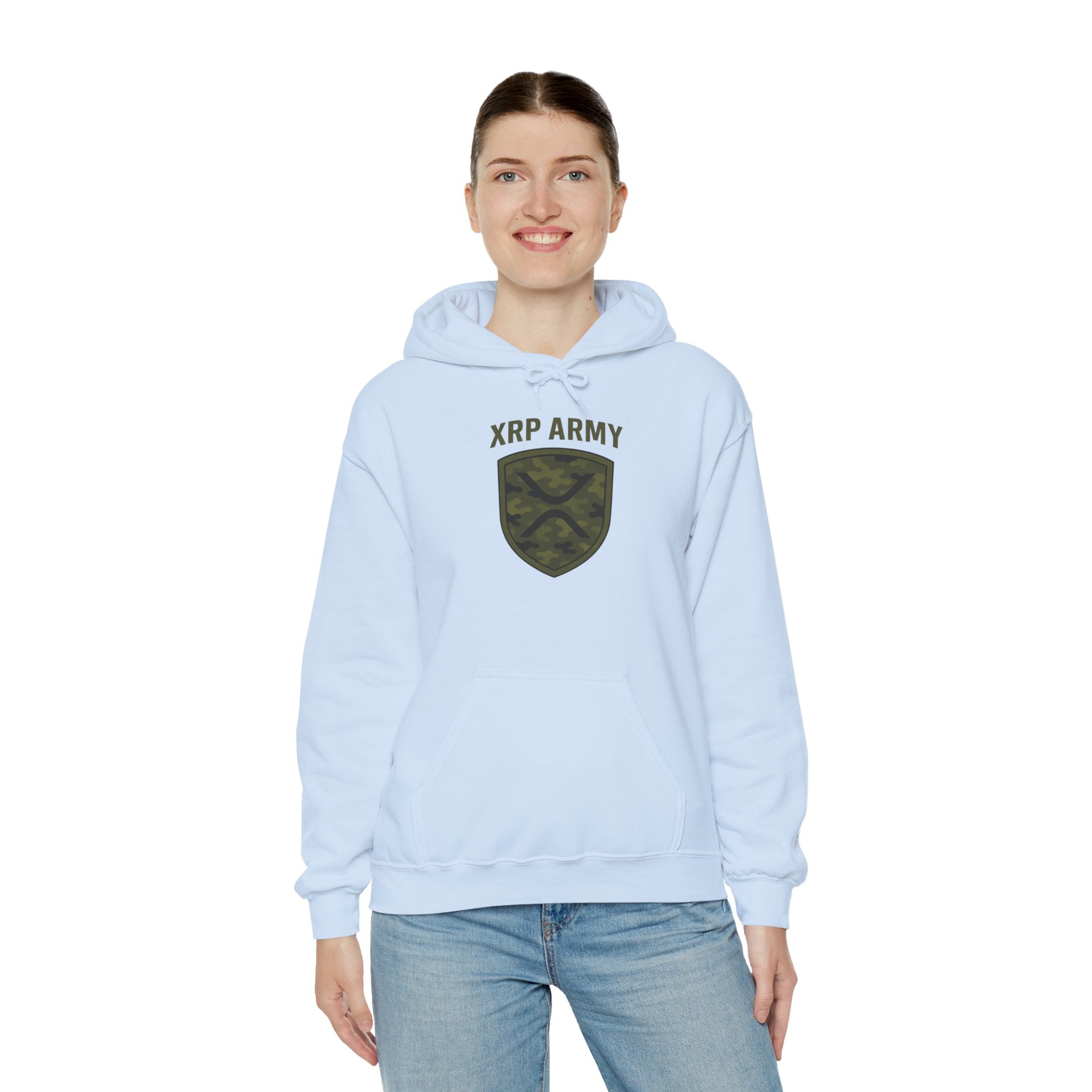 XRP Army Hoodie – Crypto Shield Camouflage Sweatshirt