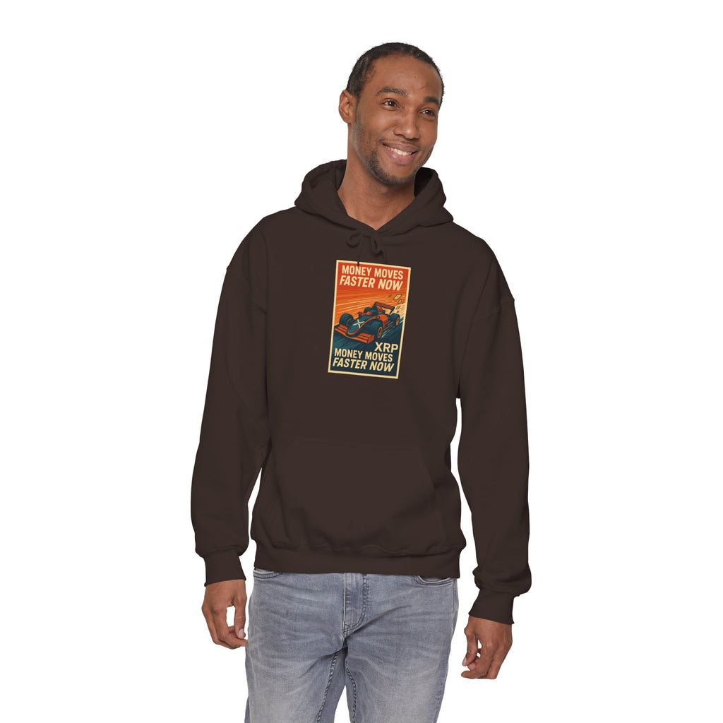 XRP 'Money Moves Faster Now' Hoodie – Crypto Retro Graphic Pullover