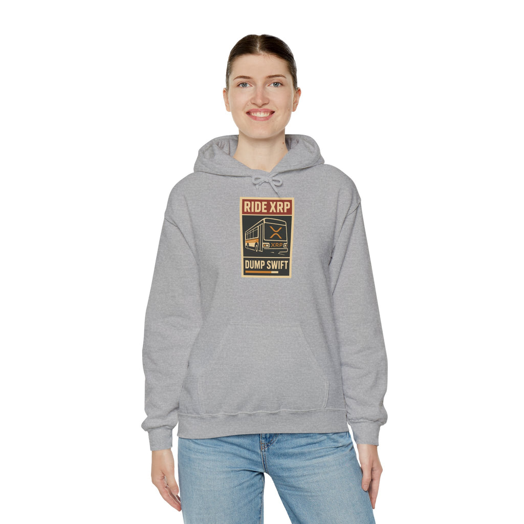 XRP Crypto Hoodie — "Ride XRP, Dump Swift" Retro Badge
