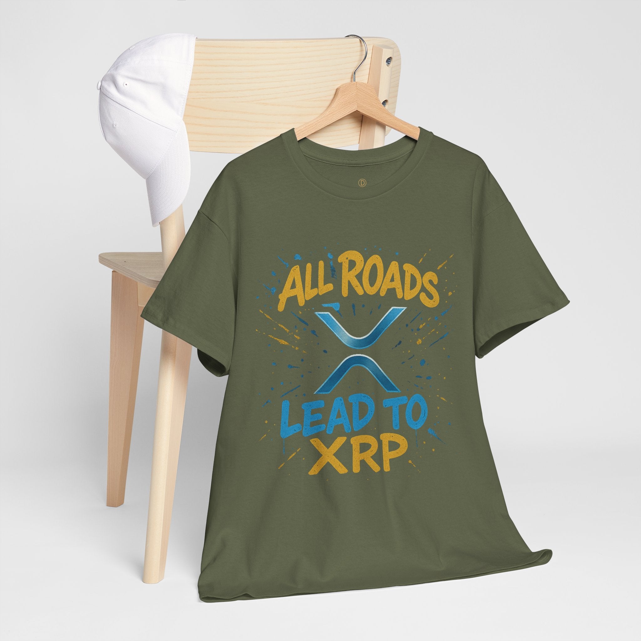 XRP Crypto Tee — "All Roads Lead to XRP" Casual Cryptocurrency Shirt