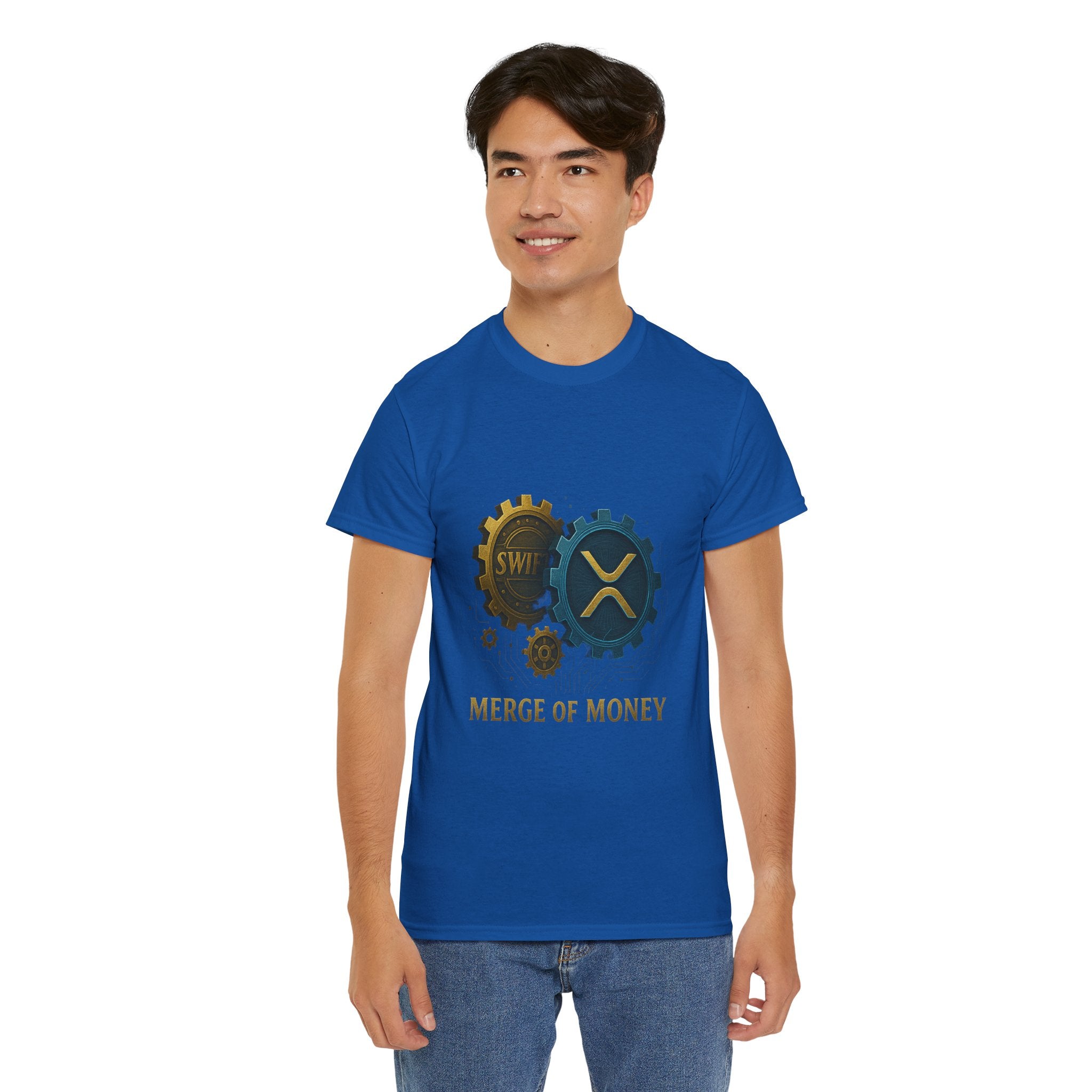 Merge of Money Tee - Cryptocurrency Gears XRP & SWI Crypto T-Shirt