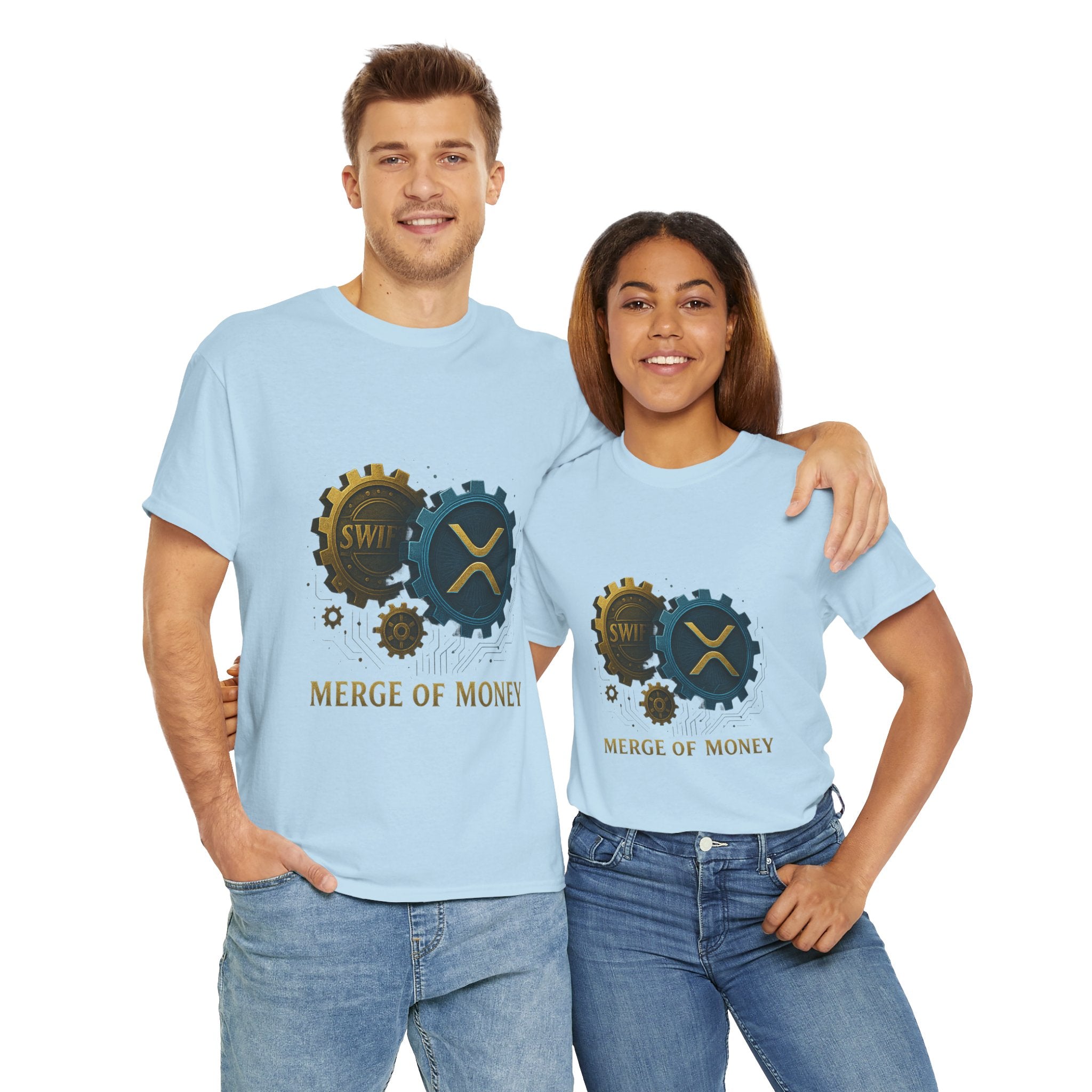 Merge of Money Tee - Cryptocurrency Gears XRP & SWI Crypto T-Shirt