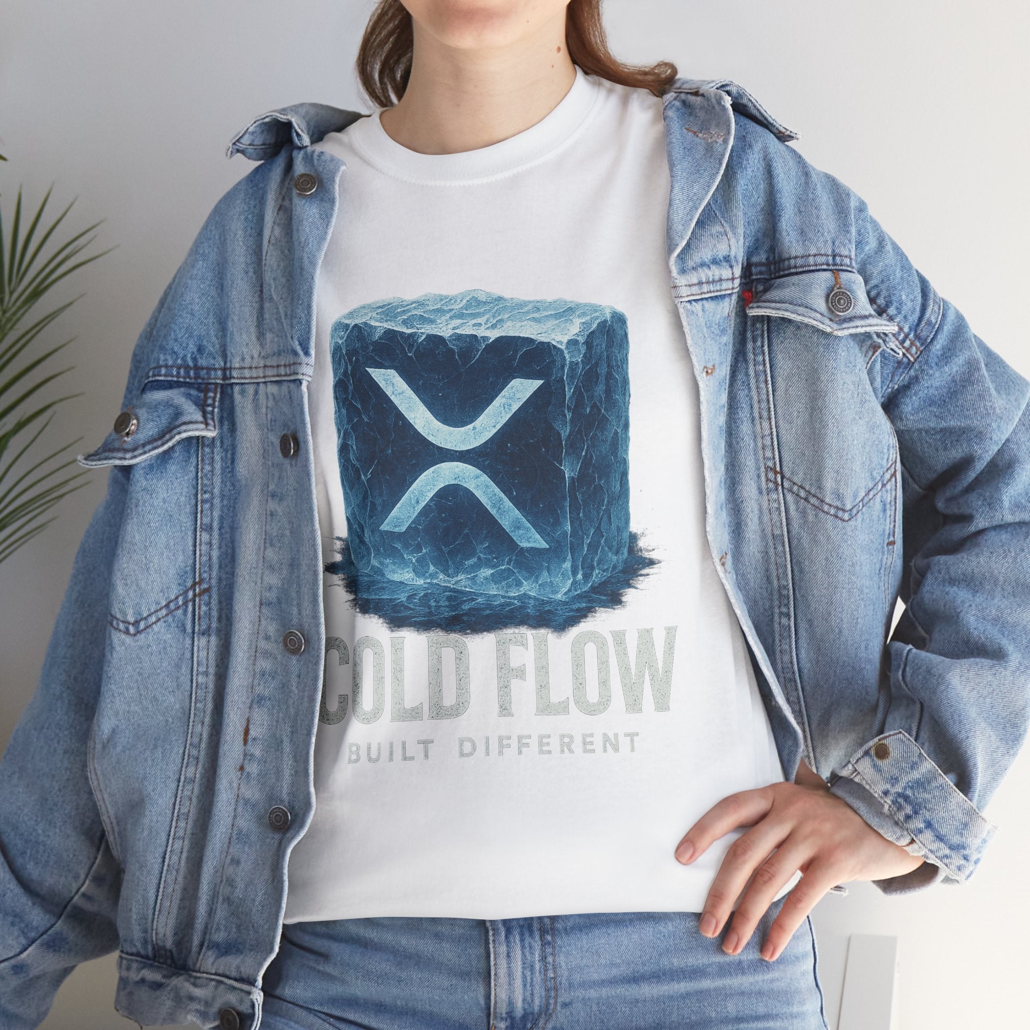 Cold Flow Ripple Logo T‑Shirt — 'Cold Flow: Built Different' Ice Cube Design