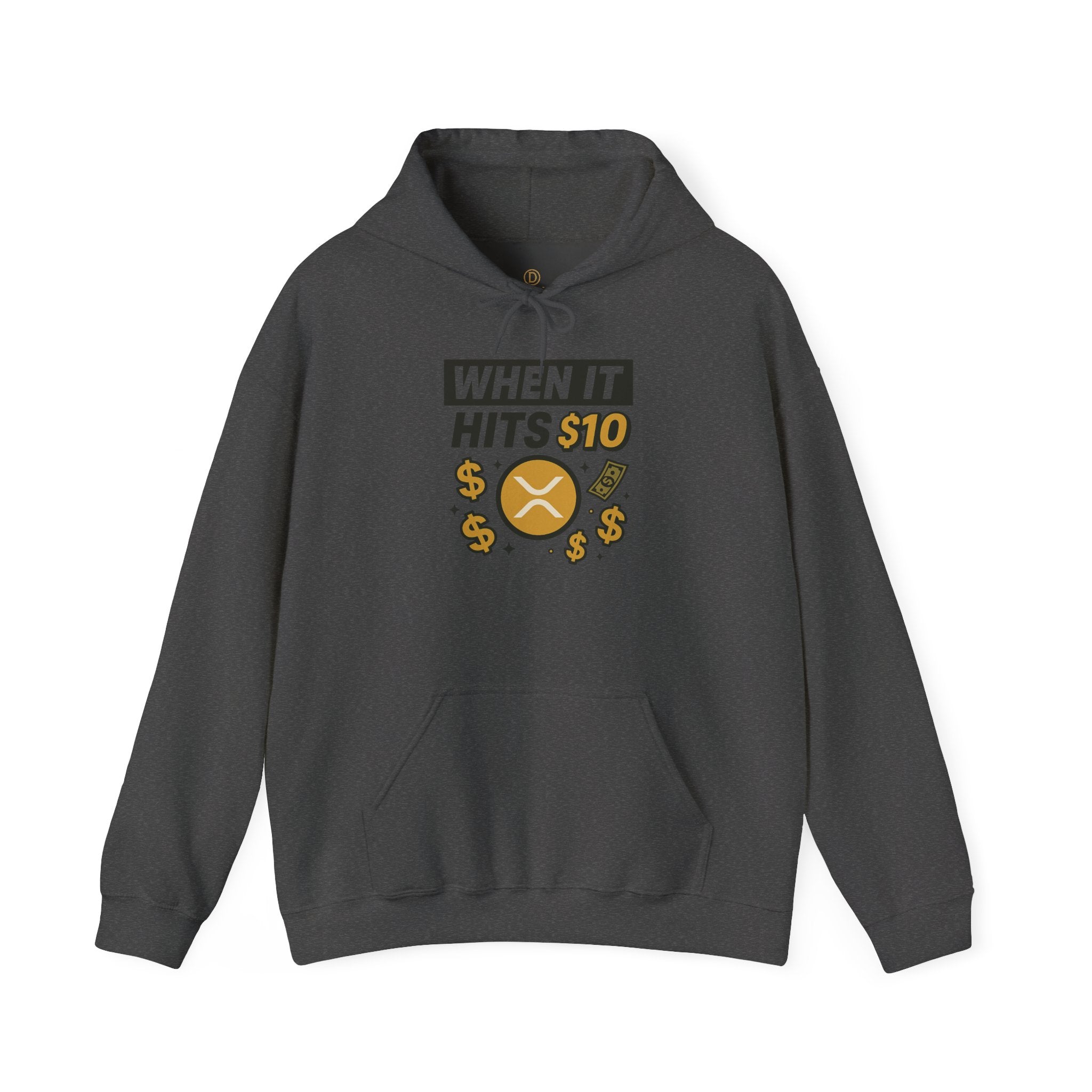 Crypto HODL Hoodie – "When It Hits 10" Funny XRP Coin Sweatshirt