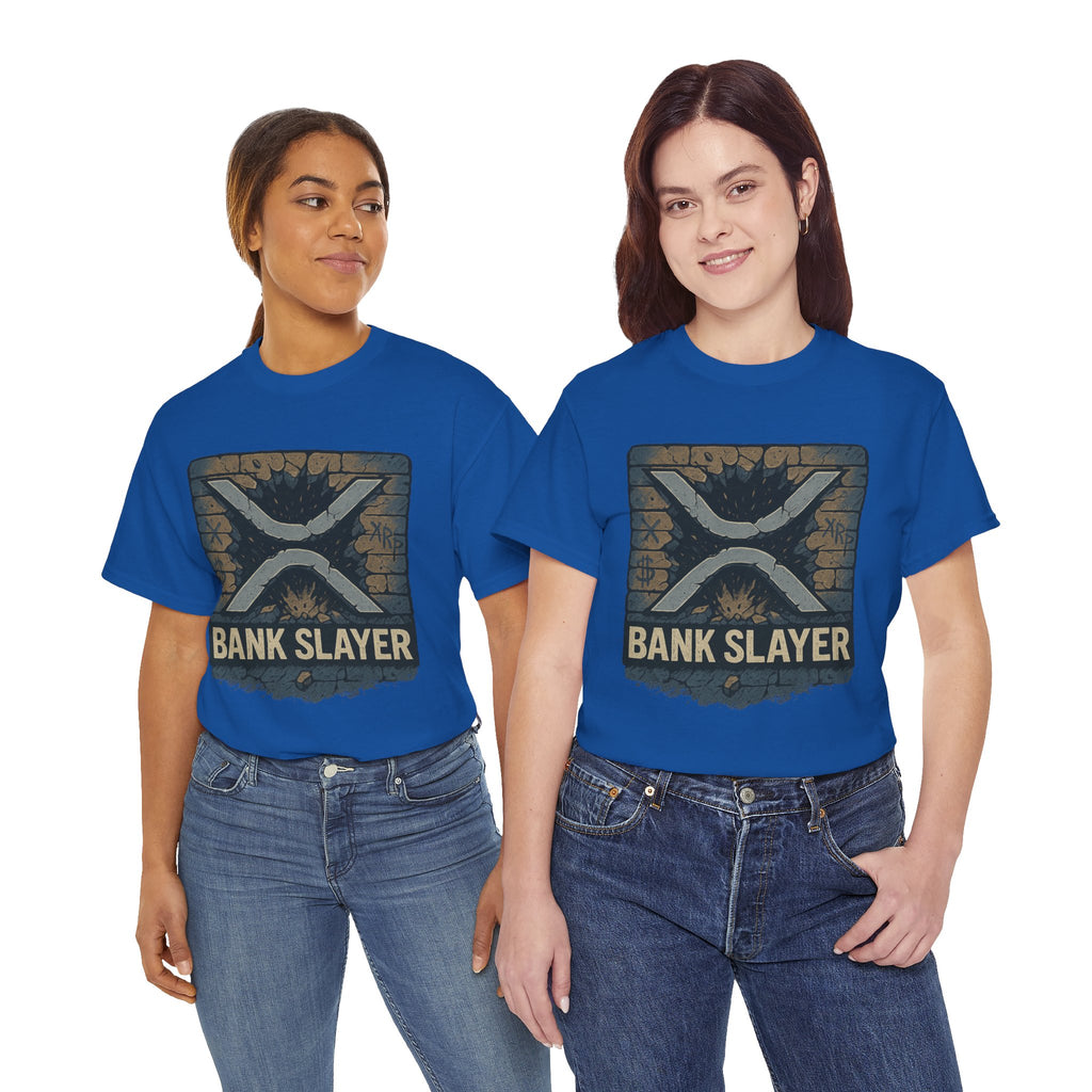 Bank Slayer T‑Shirt — Retro Grunge Crypto XRP Design