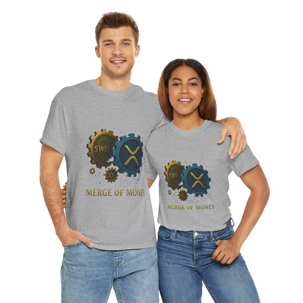 Merge of Money Tee - Cryptocurrency Gears XRP & SWI Crypto T-Shirt