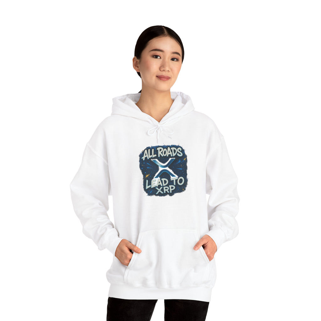 All Roads Lead to XRP Hoodie – Crypto Ripple Logo Sweatshirt
