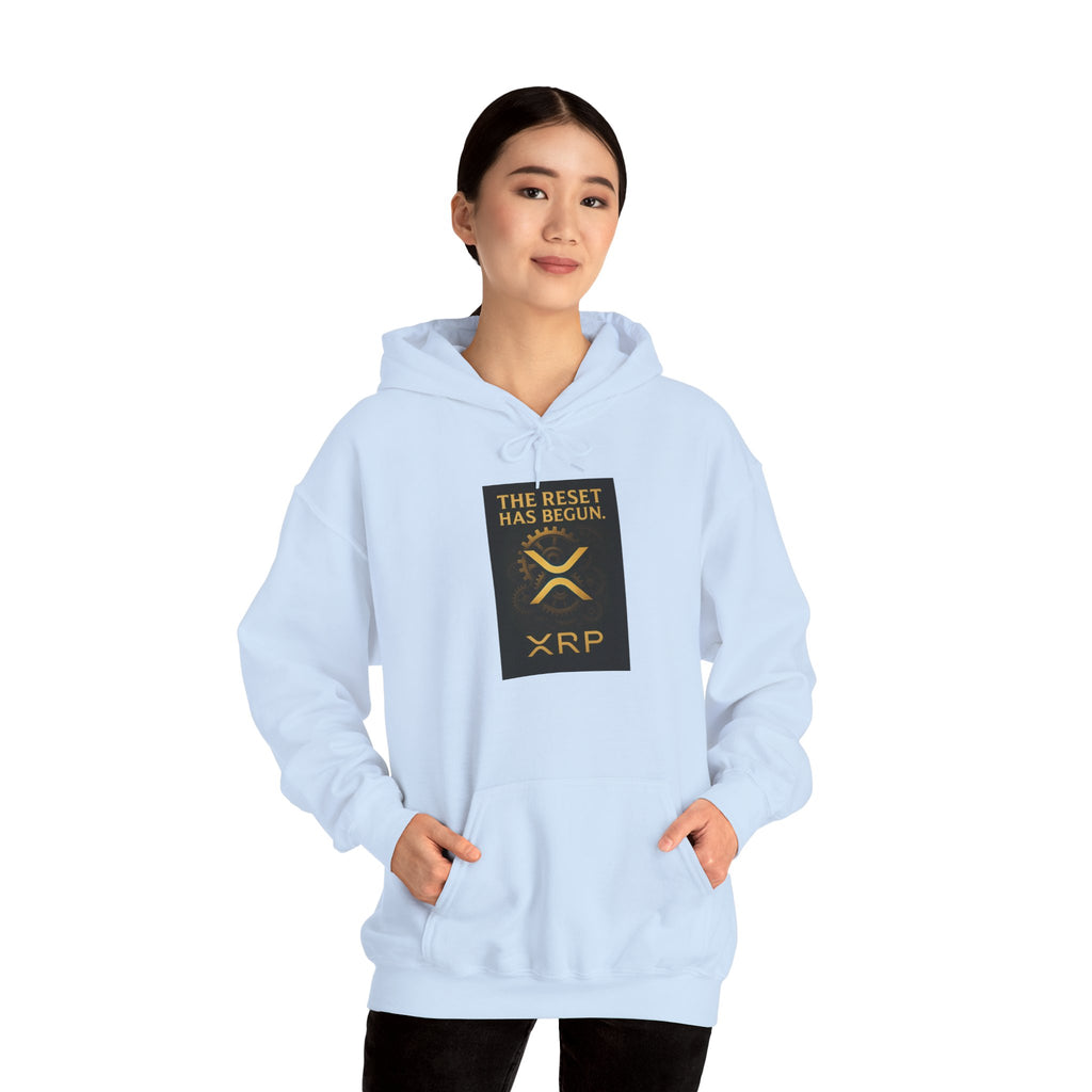 XRP Hoodie — "The Reset Has Begun" Crypto Logo Pullover