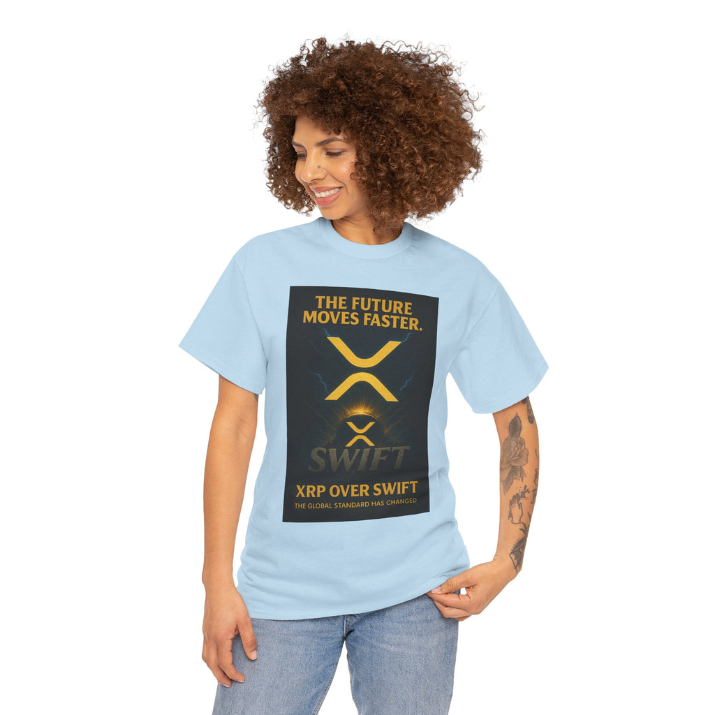 XRP Swift Crypto T-Shirt — “The Future Moves Faster” XRP Over Swift Tee