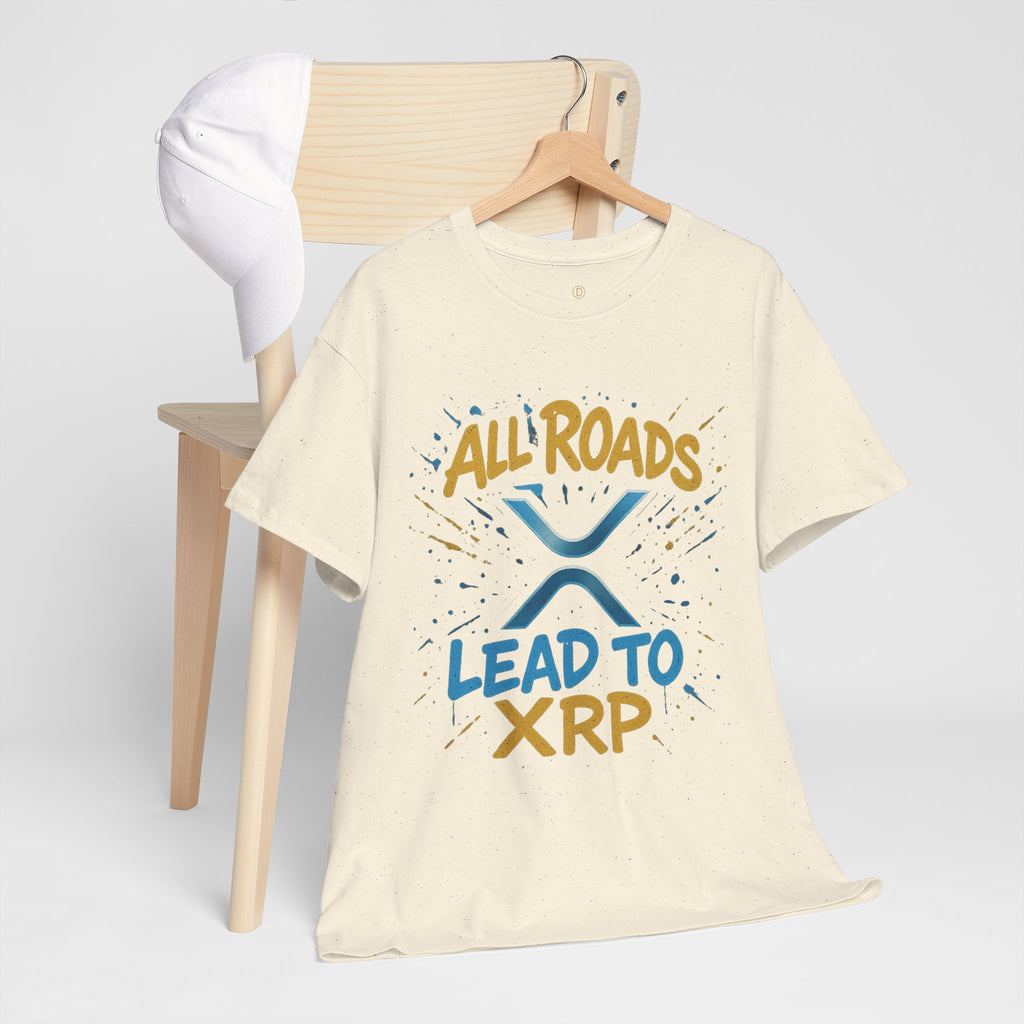 XRP Crypto Tee — "All Roads Lead to XRP" Casual Cryptocurrency Shirt