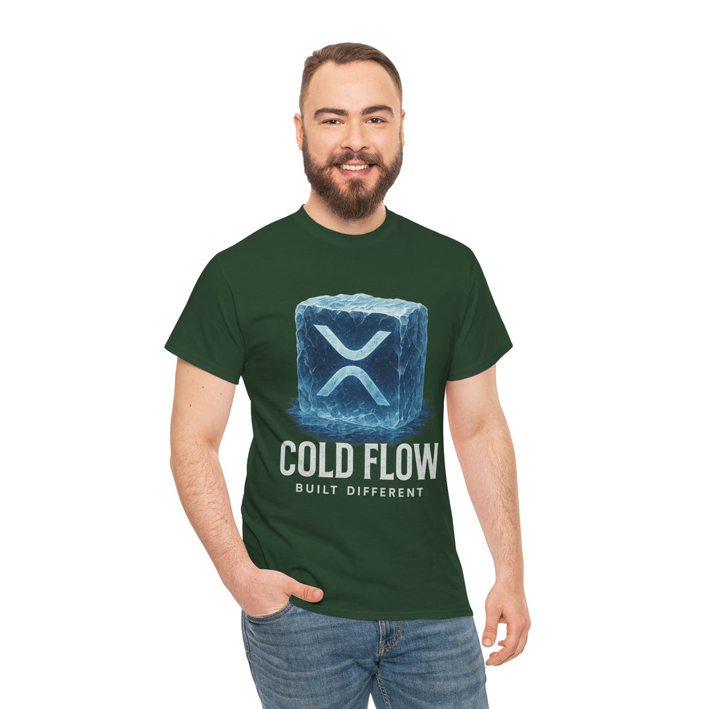Cold Flow Ripple Logo T‑Shirt — 'Cold Flow: Built Different' Ice Cube Design