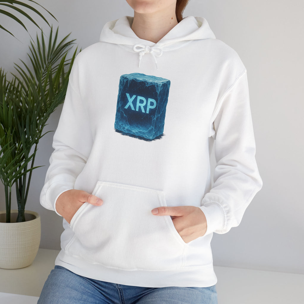 XRP Frozen Cube Hoodie — Crypto Ice Block Sweater for XRP Fans