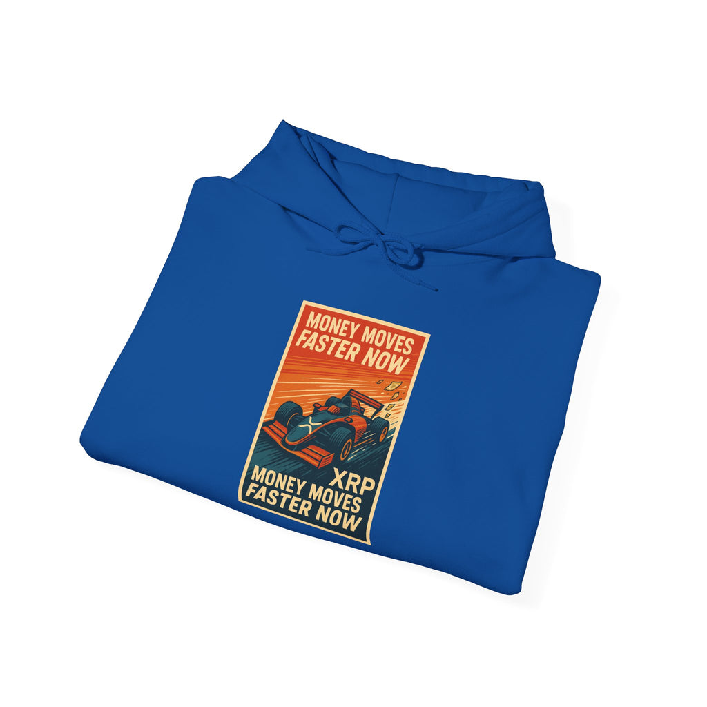 XRP 'Money Moves Faster Now' Hoodie – Crypto Retro Graphic Pullover