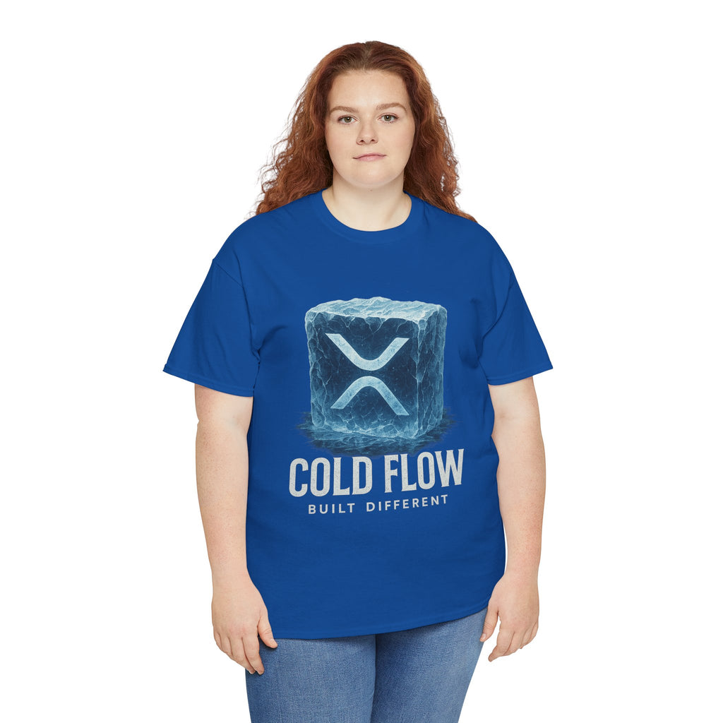 Cold Flow Ripple Logo T‑Shirt — 'Cold Flow: Built Different' Ice Cube Design