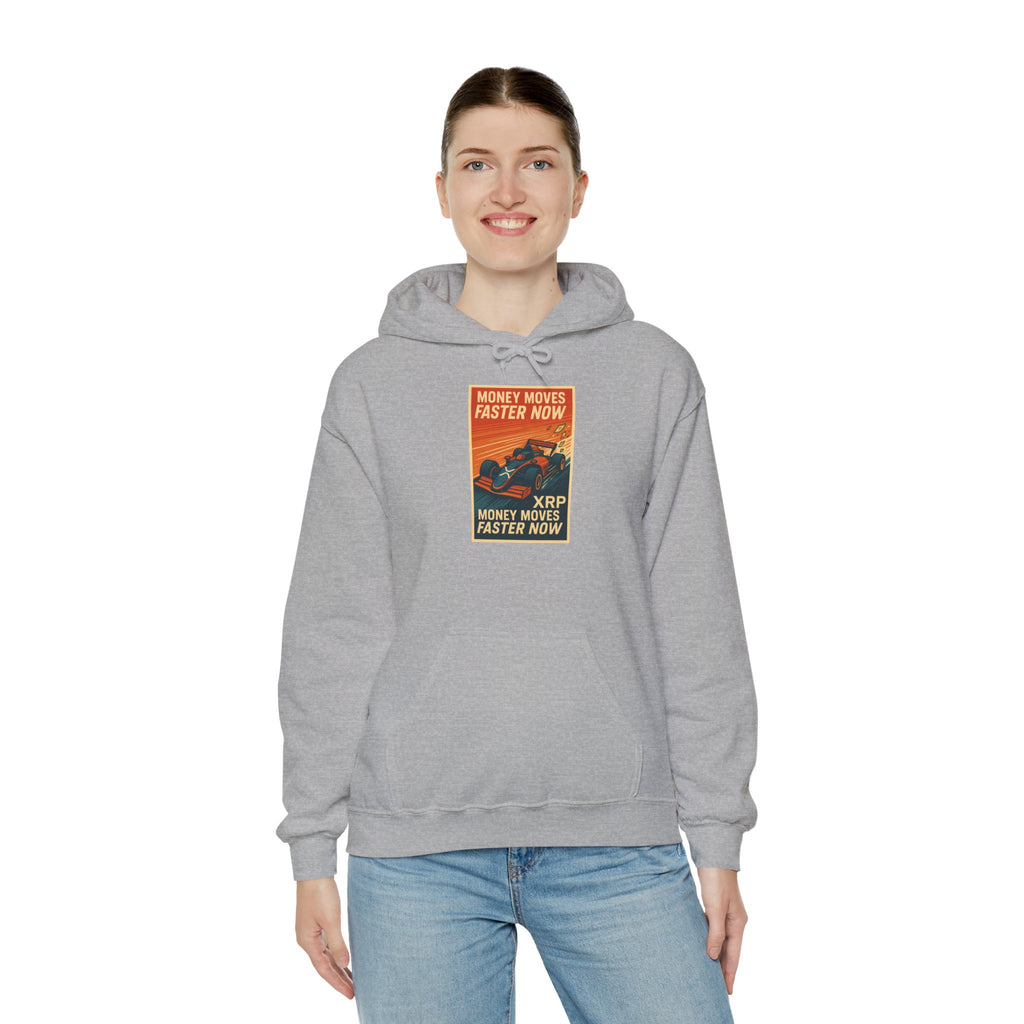 XRP 'Money Moves Faster Now' Hoodie – Crypto Retro Graphic Pullover