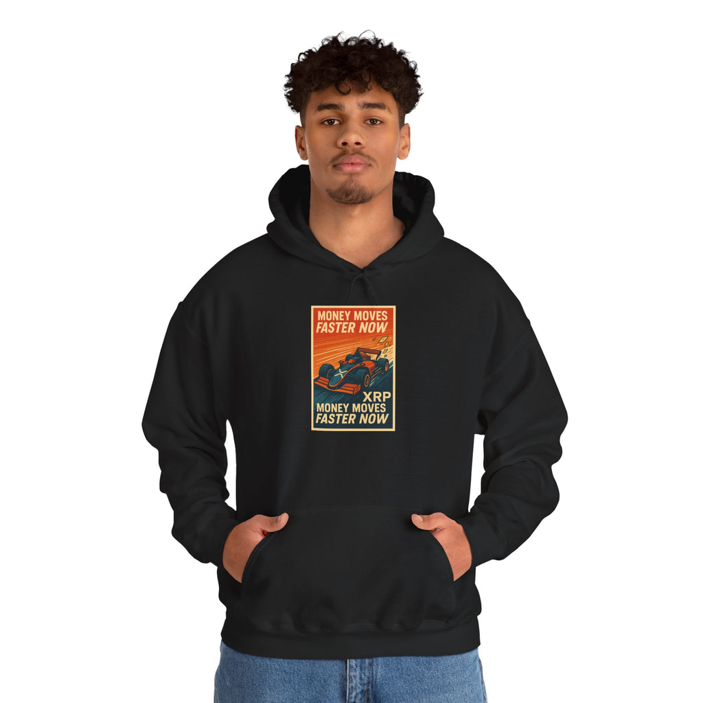 XRP 'Money Moves Faster Now' Hoodie – Crypto Retro Graphic Pullover