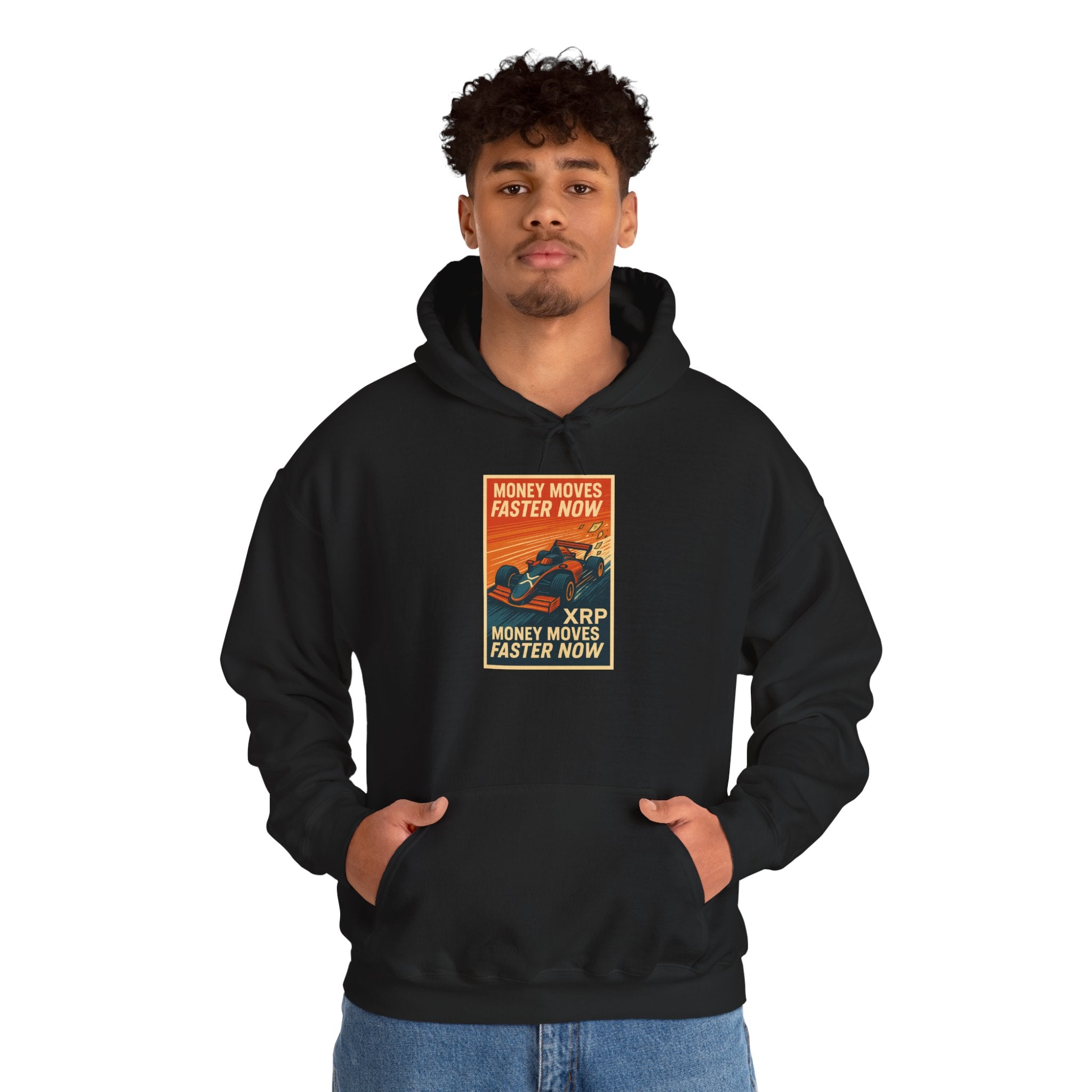 XRP 'Money Moves Faster Now' Hoodie – Crypto Retro Graphic Pullover