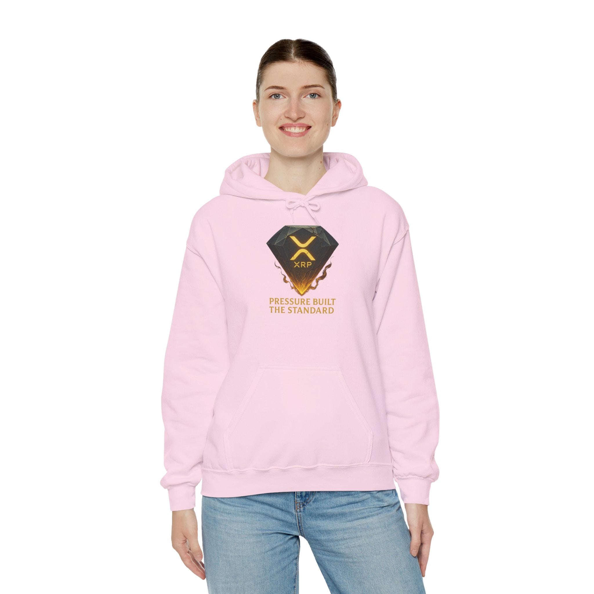 XRP Crypto Hoodie — "Pressure Built The Standard" Logo Pullover
