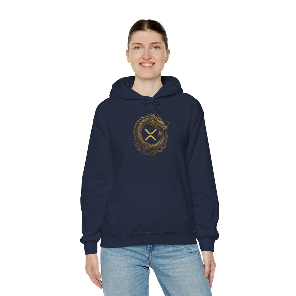 Dragon Ouroboros Hoodie with Ripple Rune — Mythic Symbol Pullover
