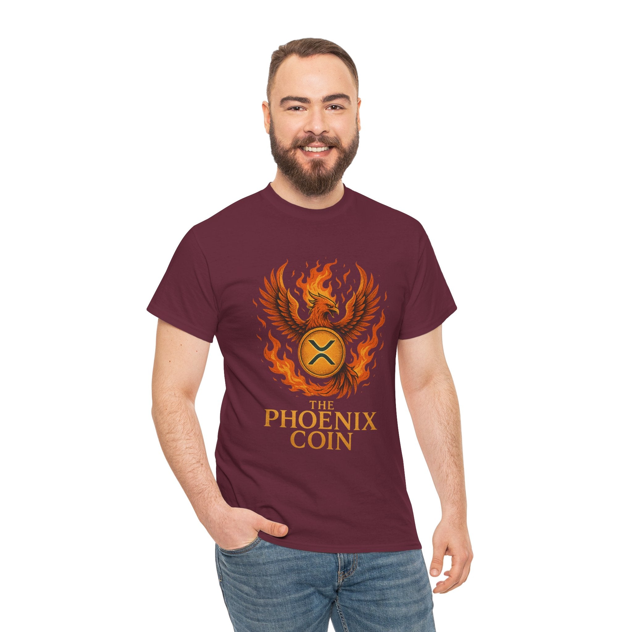Phoenix Coin T‑Shirt — Fiery Phoenix Crypto Logo Tee
