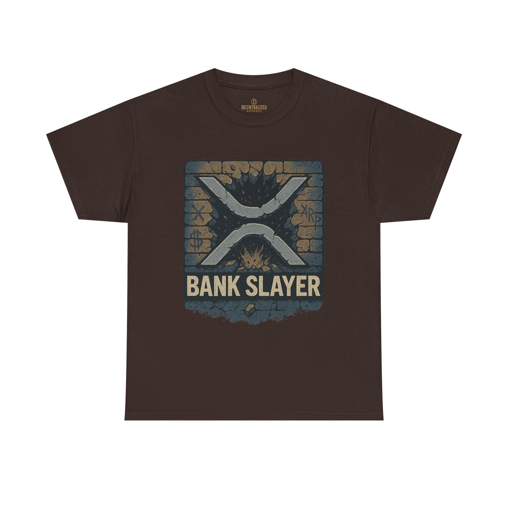 Bank Slayer T‑Shirt — Retro Grunge Crypto XRP Design