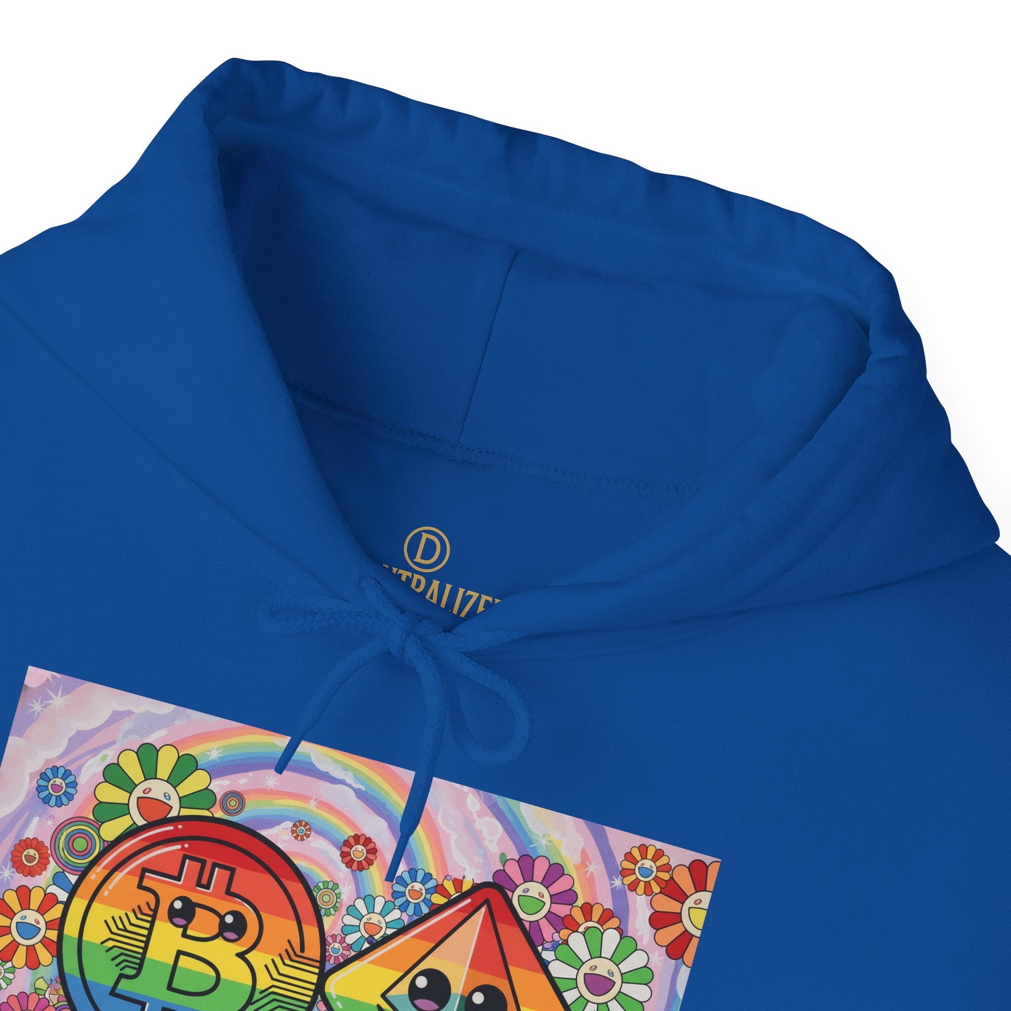 Crypto Flower Power Hoodie — Bitcoin & Ethereum Psychedelic Design