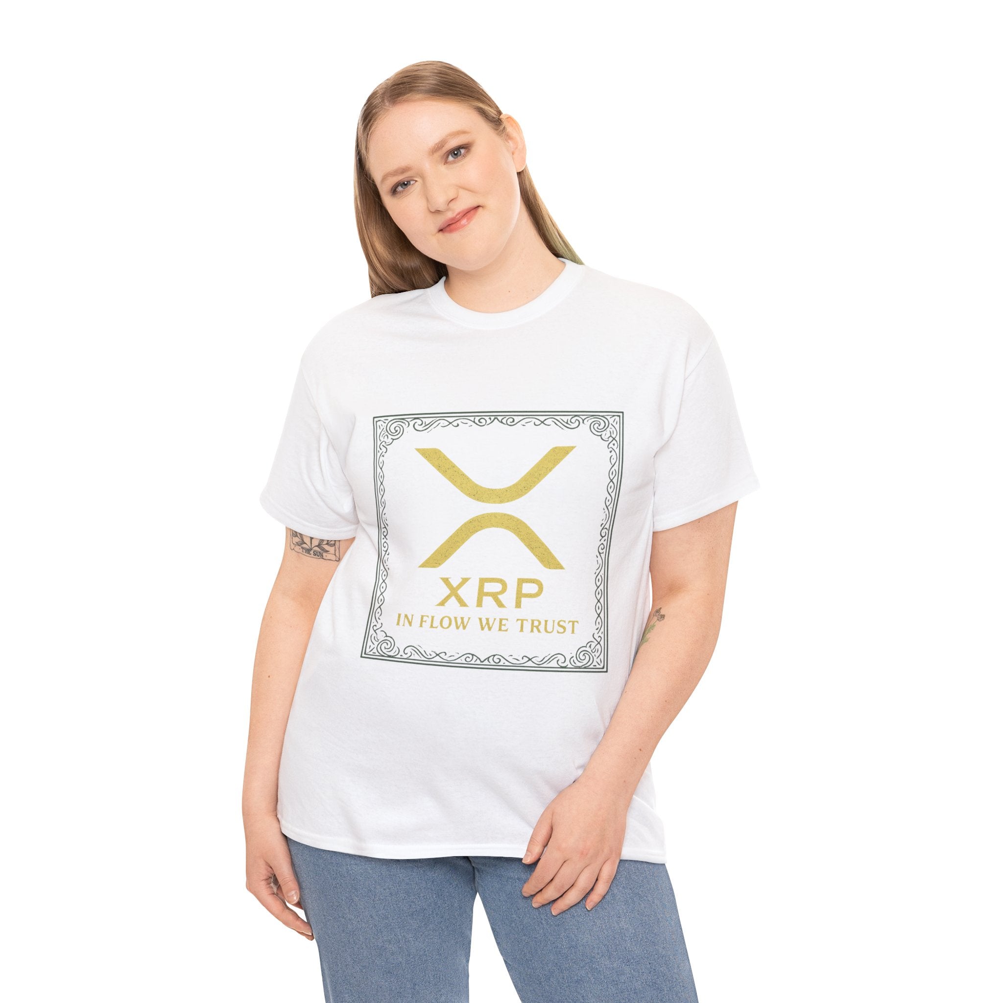 XRP Logo T-Shirt — "In Flow We Trust" Crypto Tee for Ripple Fans