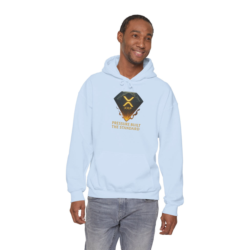 XRP Crypto Hoodie — "Pressure Built The Standard" Logo Pullover
