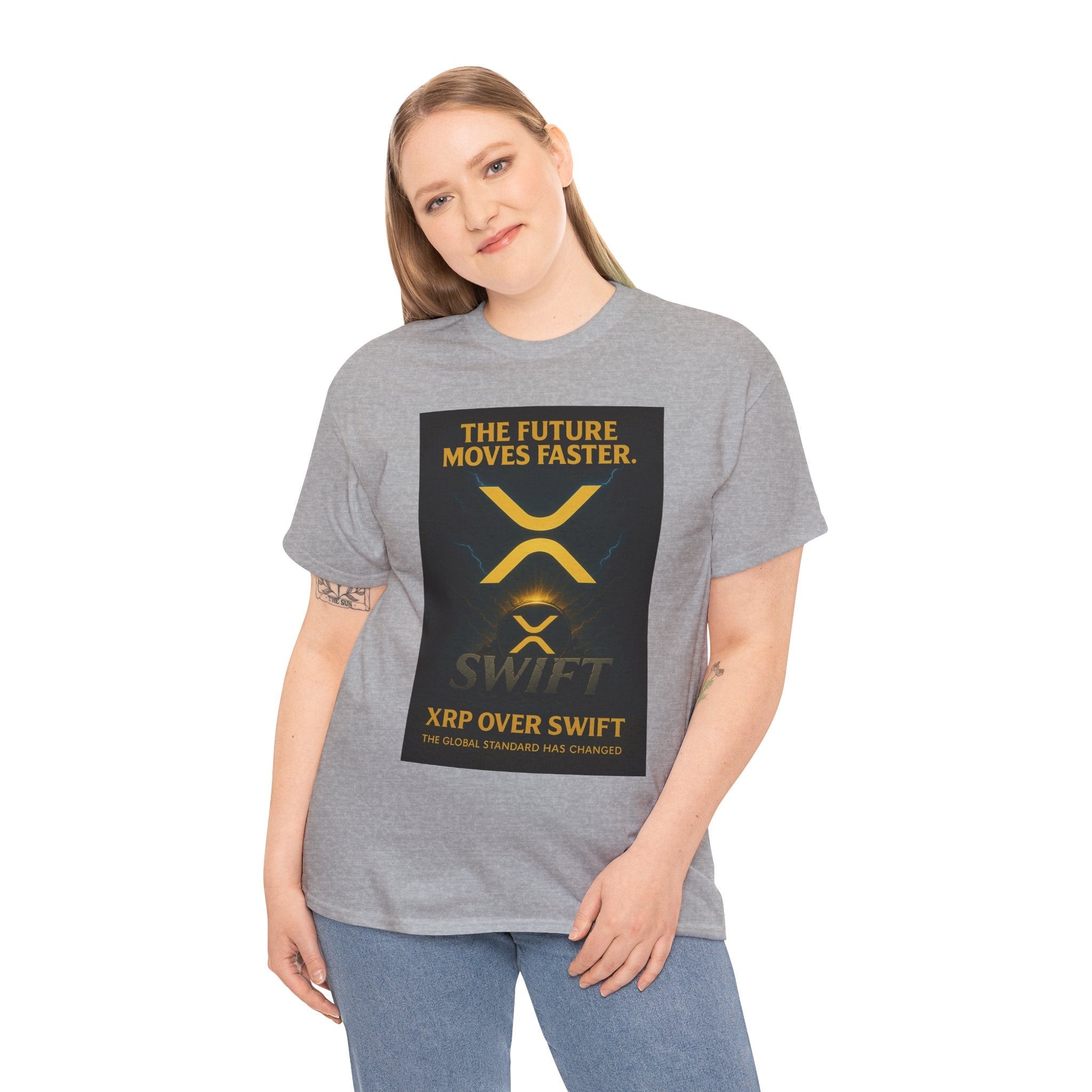 XRP Swift Crypto T-Shirt — “The Future Moves Faster” XRP Over Swift Tee