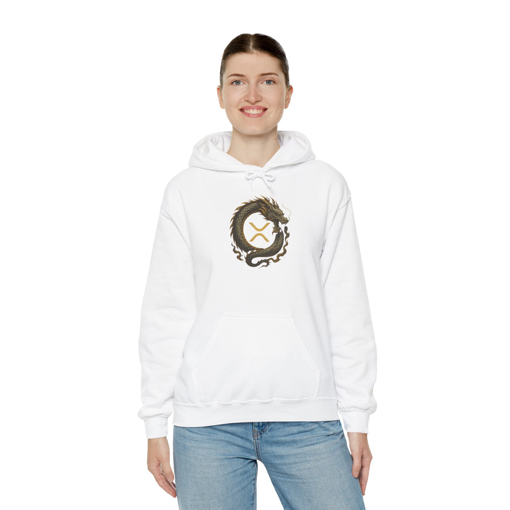 Dragon Ouroboros Hoodie with Ripple Rune — Mythic Symbol Pullover