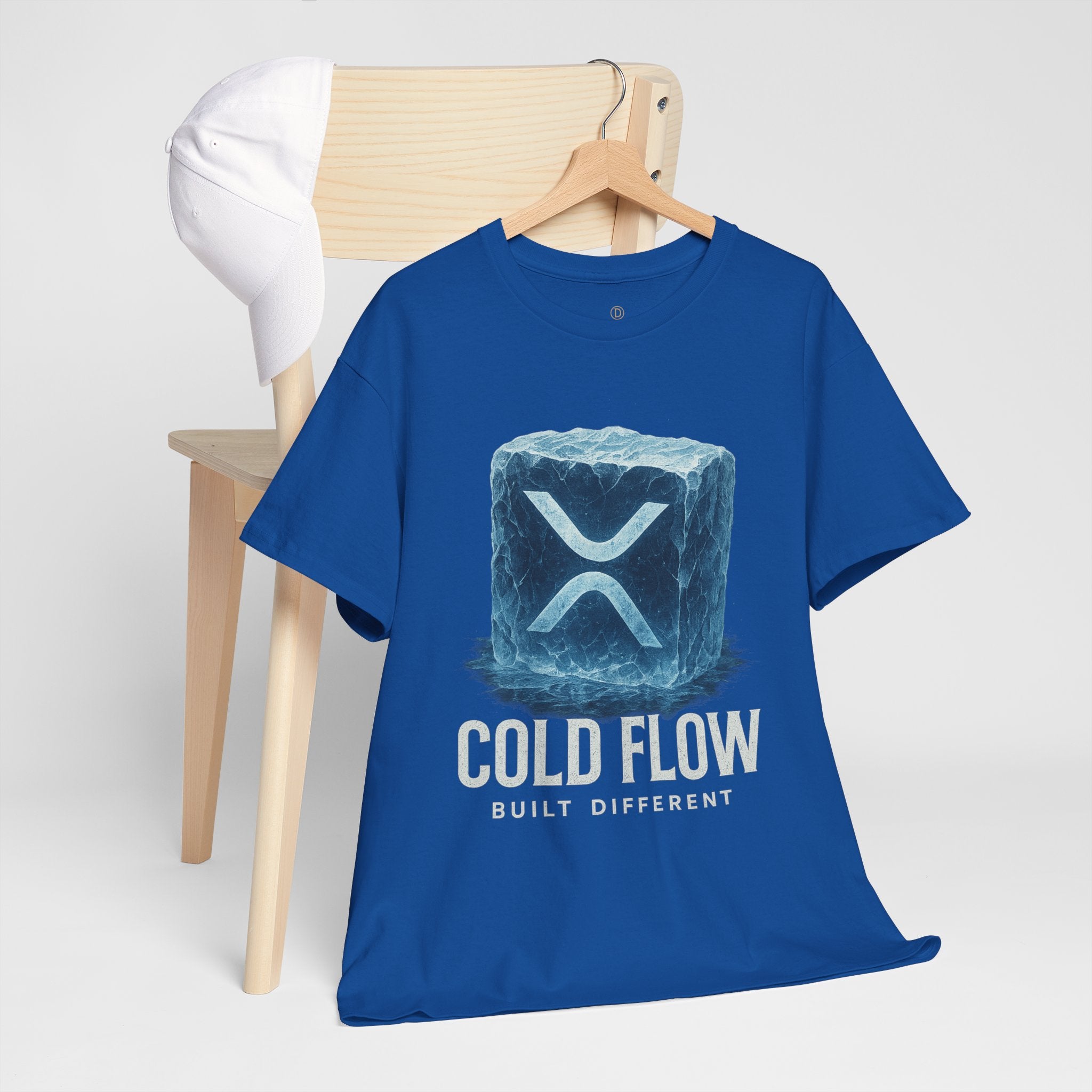 Cold Flow Ripple Logo T‑Shirt — 'Cold Flow: Built Different' Ice Cube Design