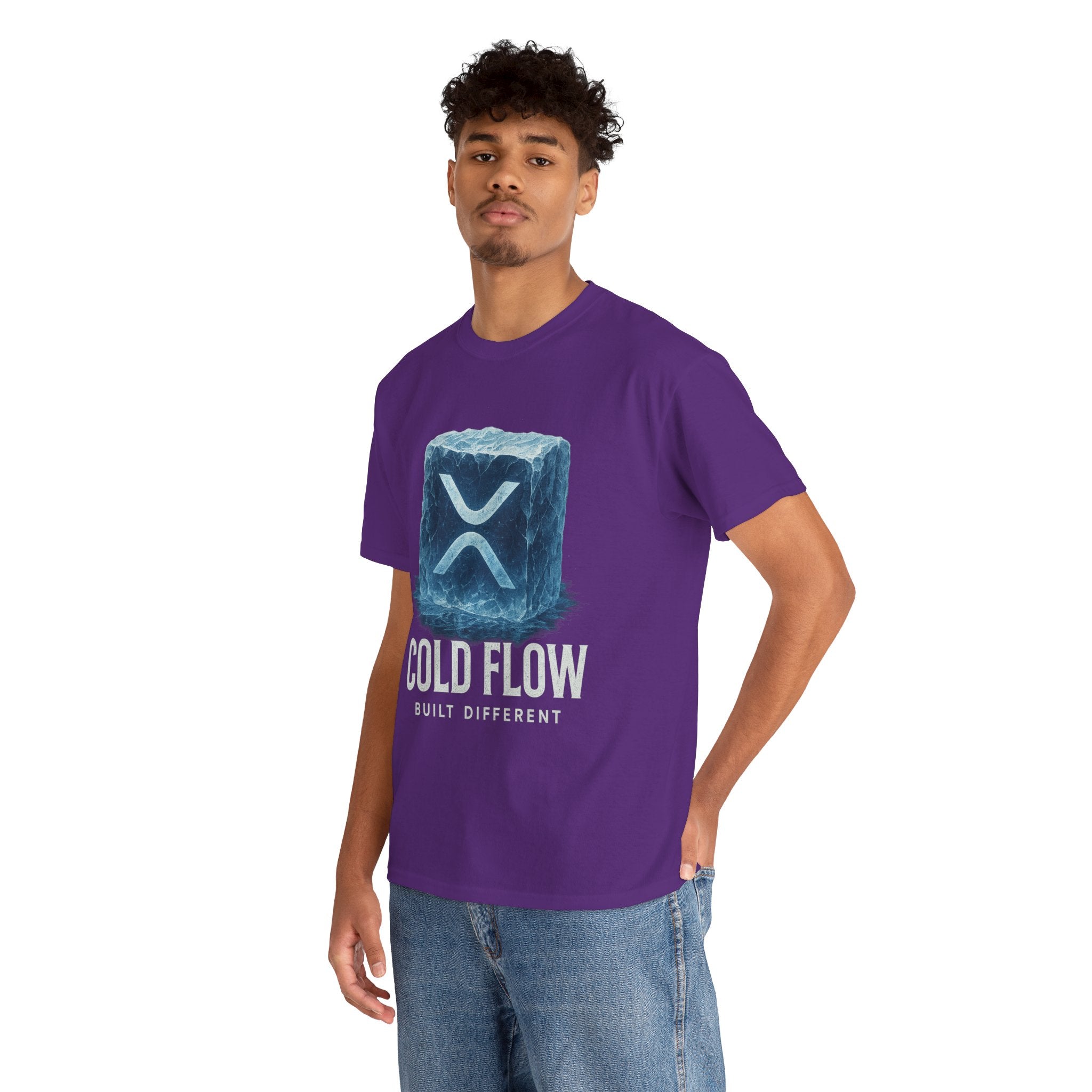 Cold Flow Ripple Logo T‑Shirt — 'Cold Flow: Built Different' Ice Cube Design