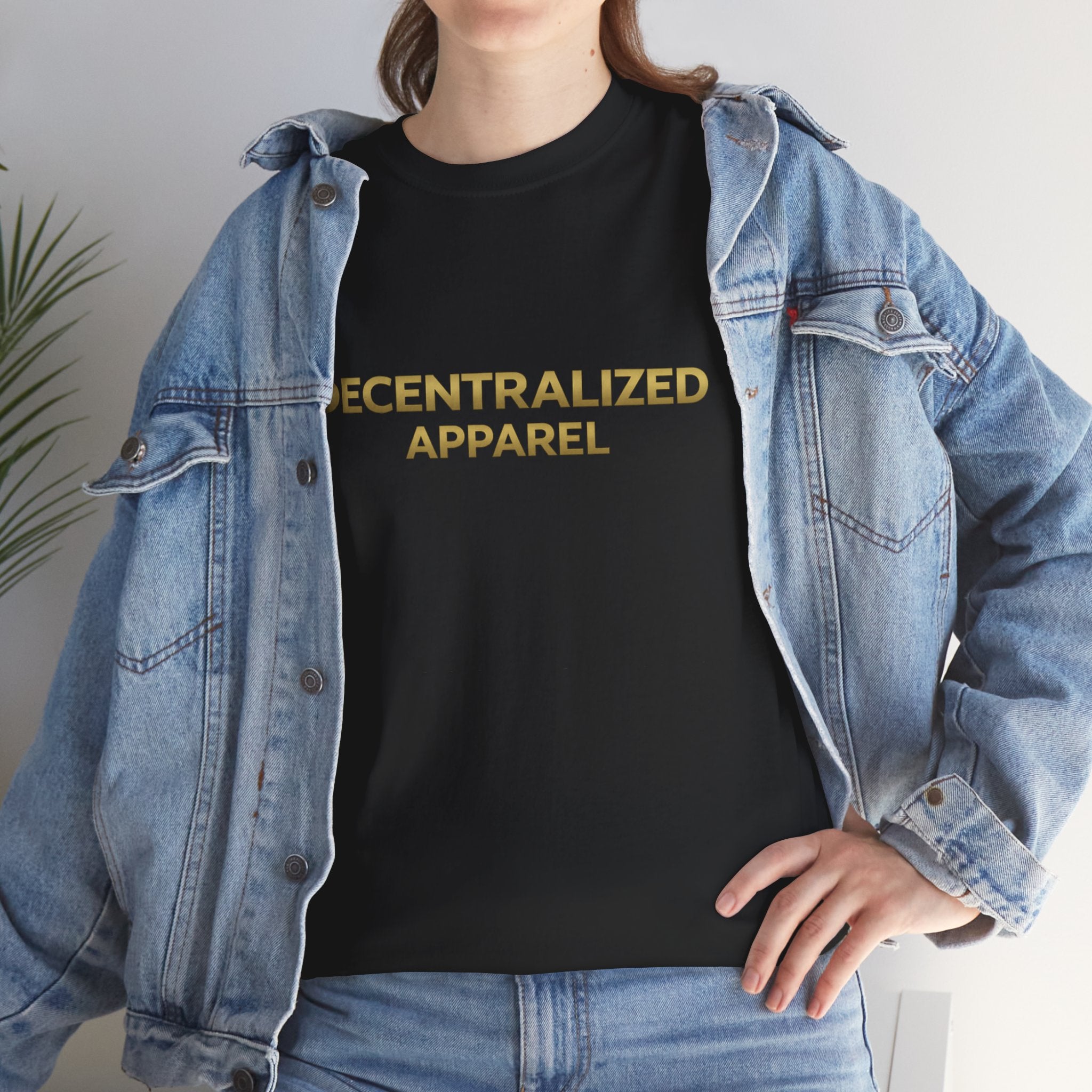 Decentralized Apparel T‑Shirt — Minimal Gold Logo Tee