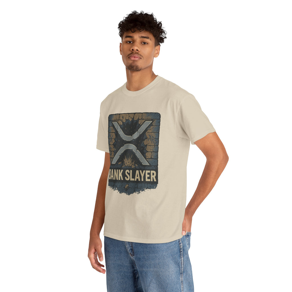 Bank Slayer T‑Shirt — Retro Grunge Crypto XRP Design