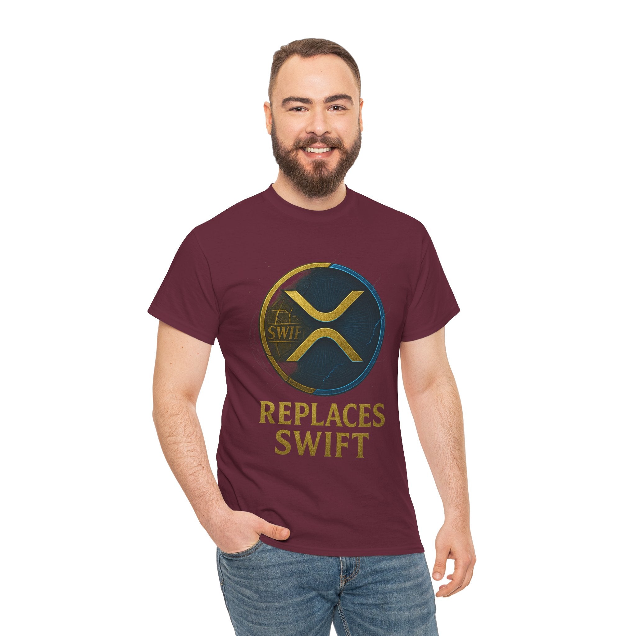 XRP 'Replaces Swift' Cotton Tee — Crypto Ripple Logo T-Shirt