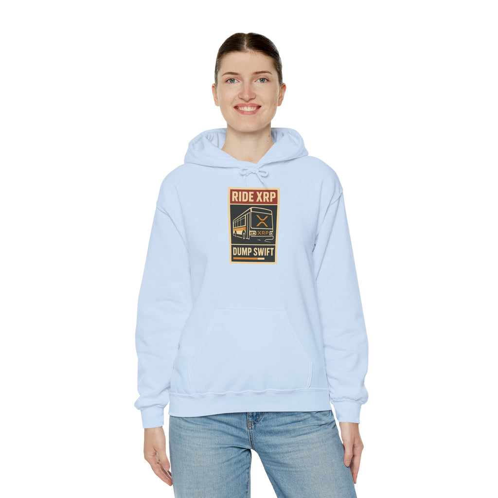 XRP Crypto Hoodie — "Ride XRP, Dump Swift" Retro Badge
