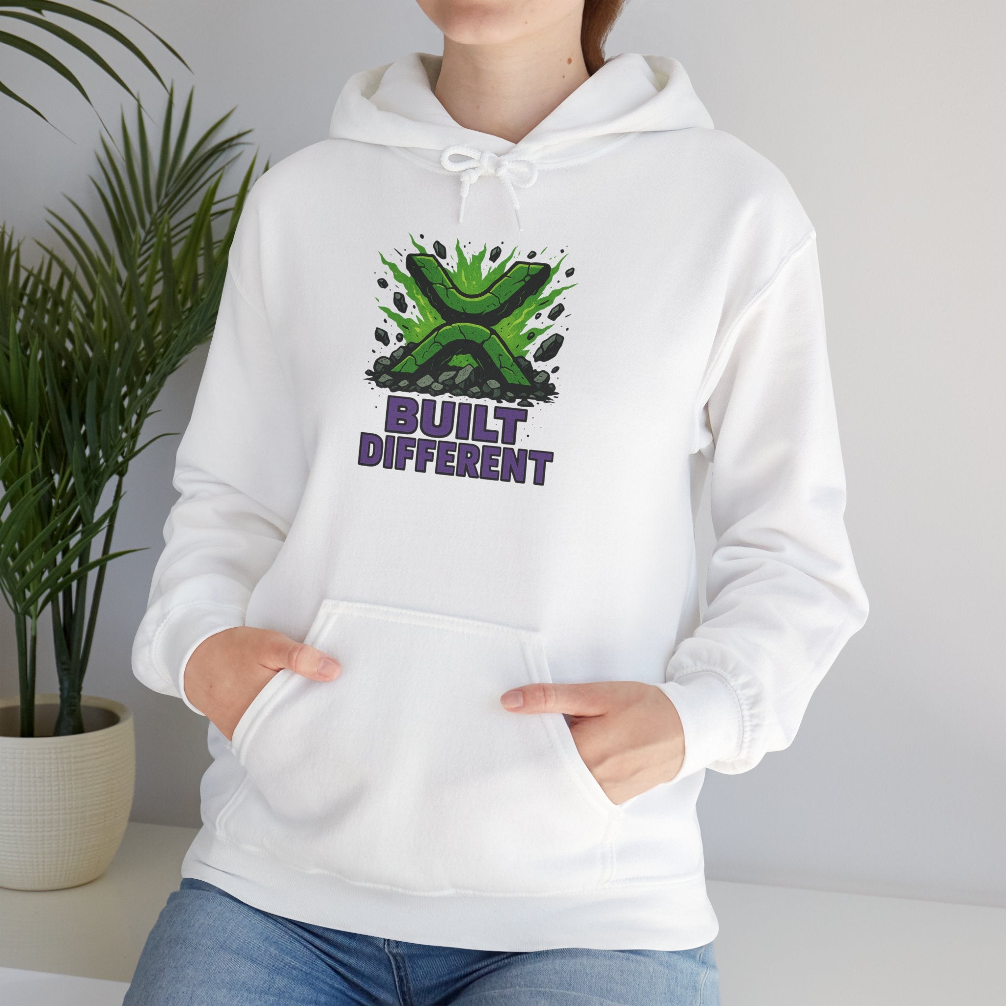 Built Different Hoodie — Graphic Green X Logo Pullover